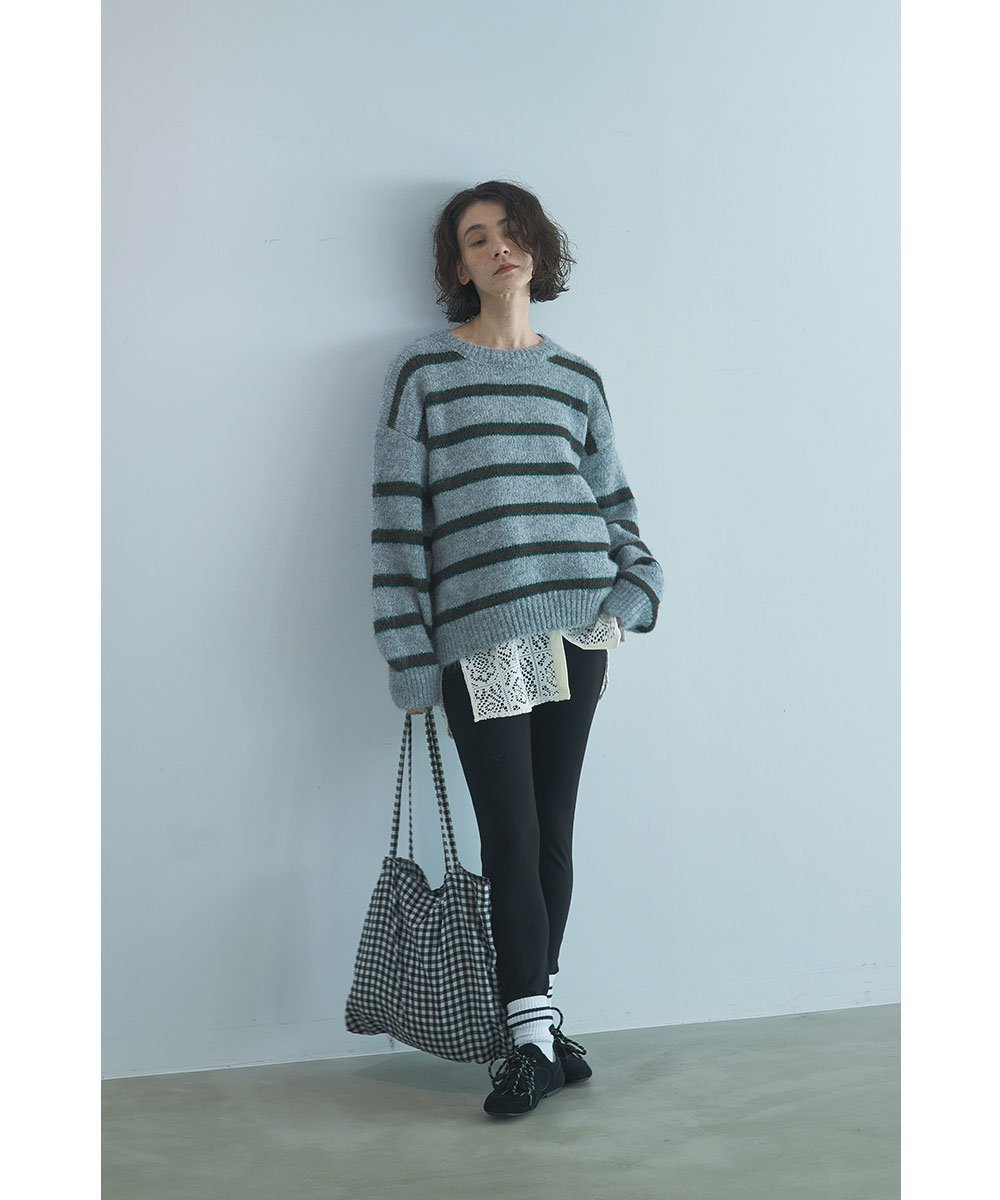 marjour AIRY STRIPE KNIT マージュール トップス ニット ブラウン グレー