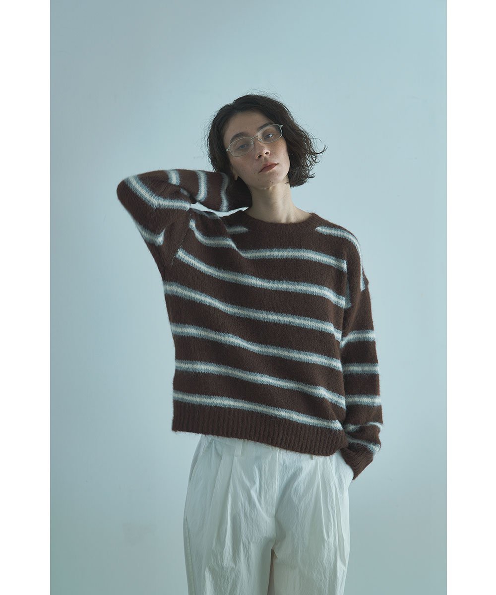 marjour AIRY STRIPE KNIT マージュール トップス ニット ブラウン グレー