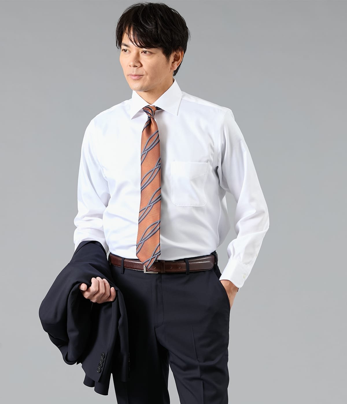 NEWYORKER MEN NY CARE FREE・SUPIMA COTTON ツイル 長袖ワイドカラーシャツ ニューヨーカー トップス シャツ・ブラウス ホワイト