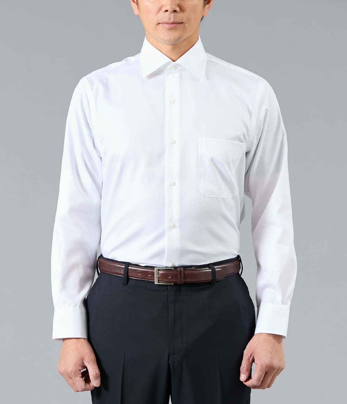 NEWYORKER MEN NY CARE FREE・SUPIMA COTTON ツイル 長袖ワイドカラーシャツ ニューヨーカー トップス シャツ・ブラウス ホワイト