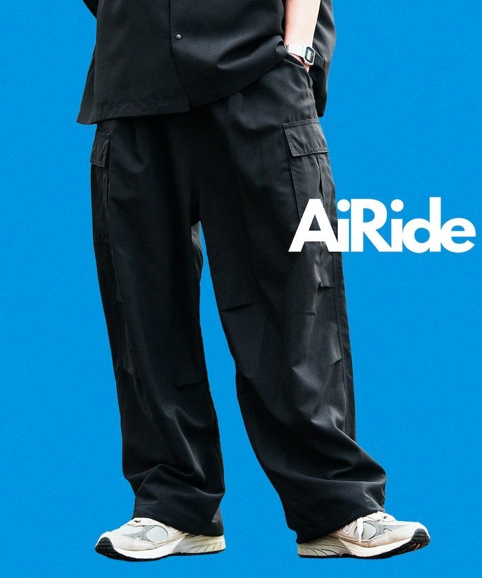 ＜UVカット・接触冷感・吸水速乾＞AiRide/エアライド ワイドシルエット ポケッタブル イージーカーゴパンツ 【限定展開】 フリークスストア パンツ その他のパンツ グリーン ブラック グレー