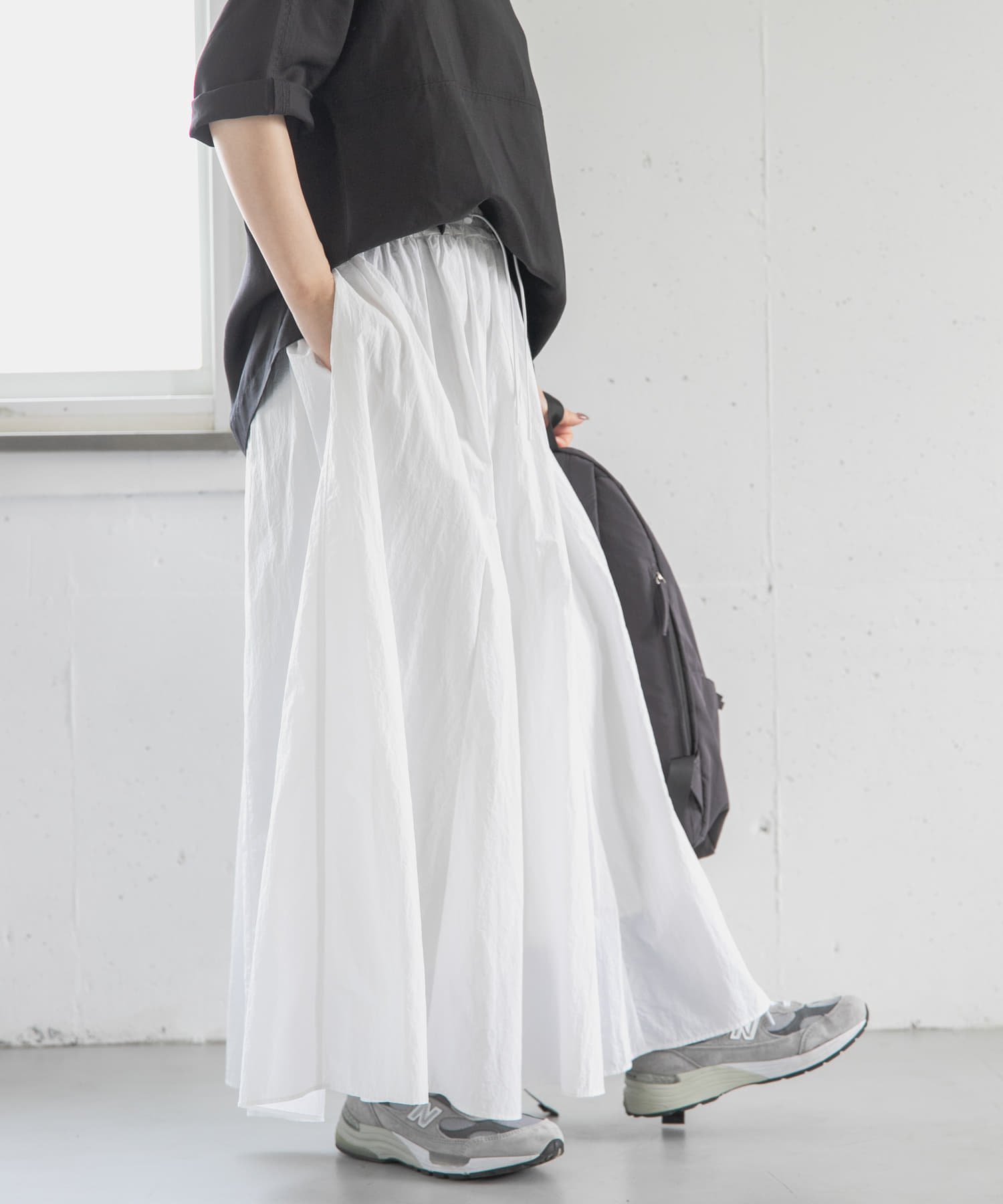 【SALE／30%OFF】URBAN RESEARCH DOORS FORK&SPOON ナイロンギャザースカート アーバンリサーチドアーズ スカート その他のスカート ベージュ ホワイト ブラック【送料無料】