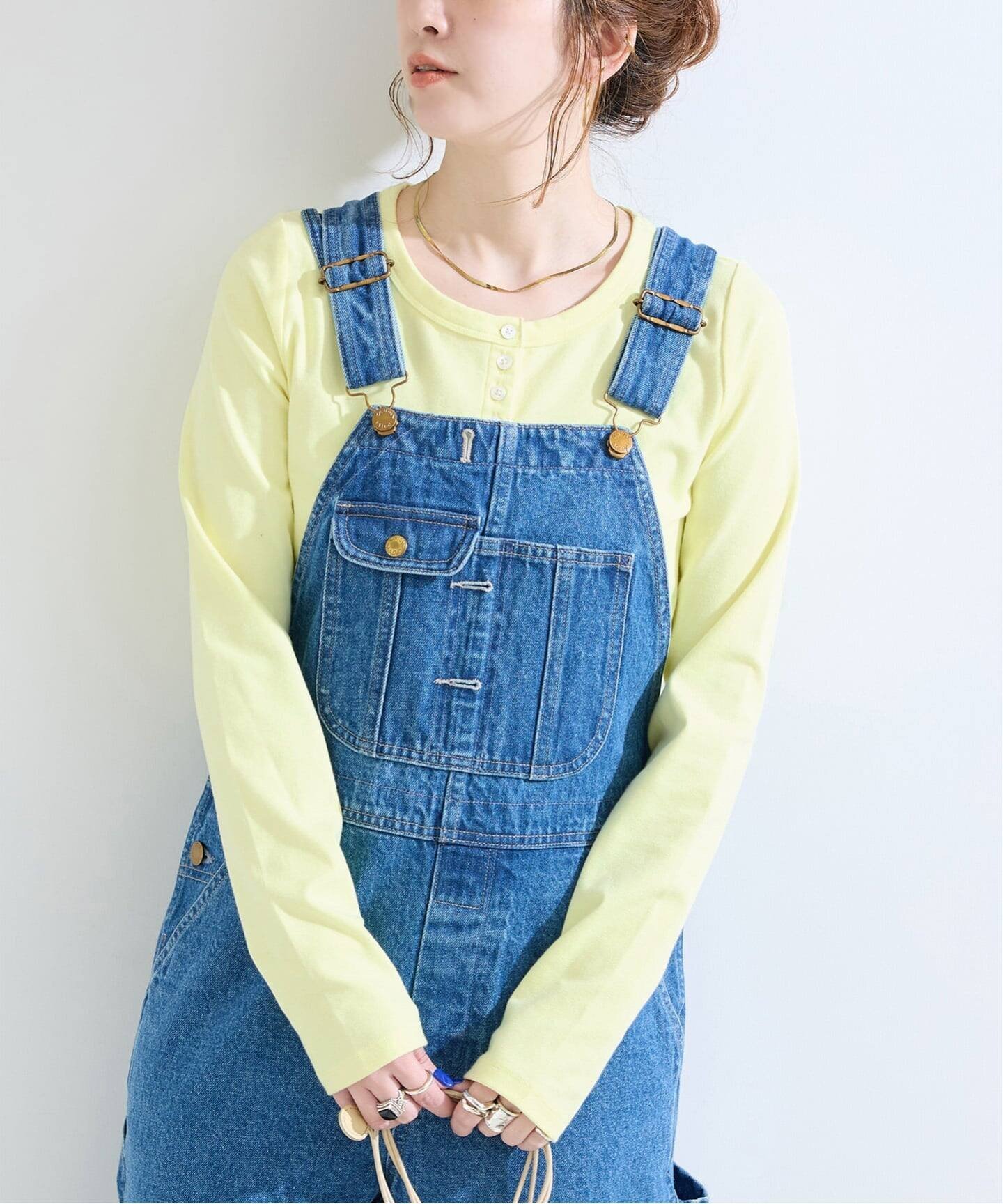 BOOK CLUB / ブッククラブ 別注 ヘンリーネック L/S TEE ベーセーストック トップス カットソー・Tシャツ ネイビー ホワイト イエロー