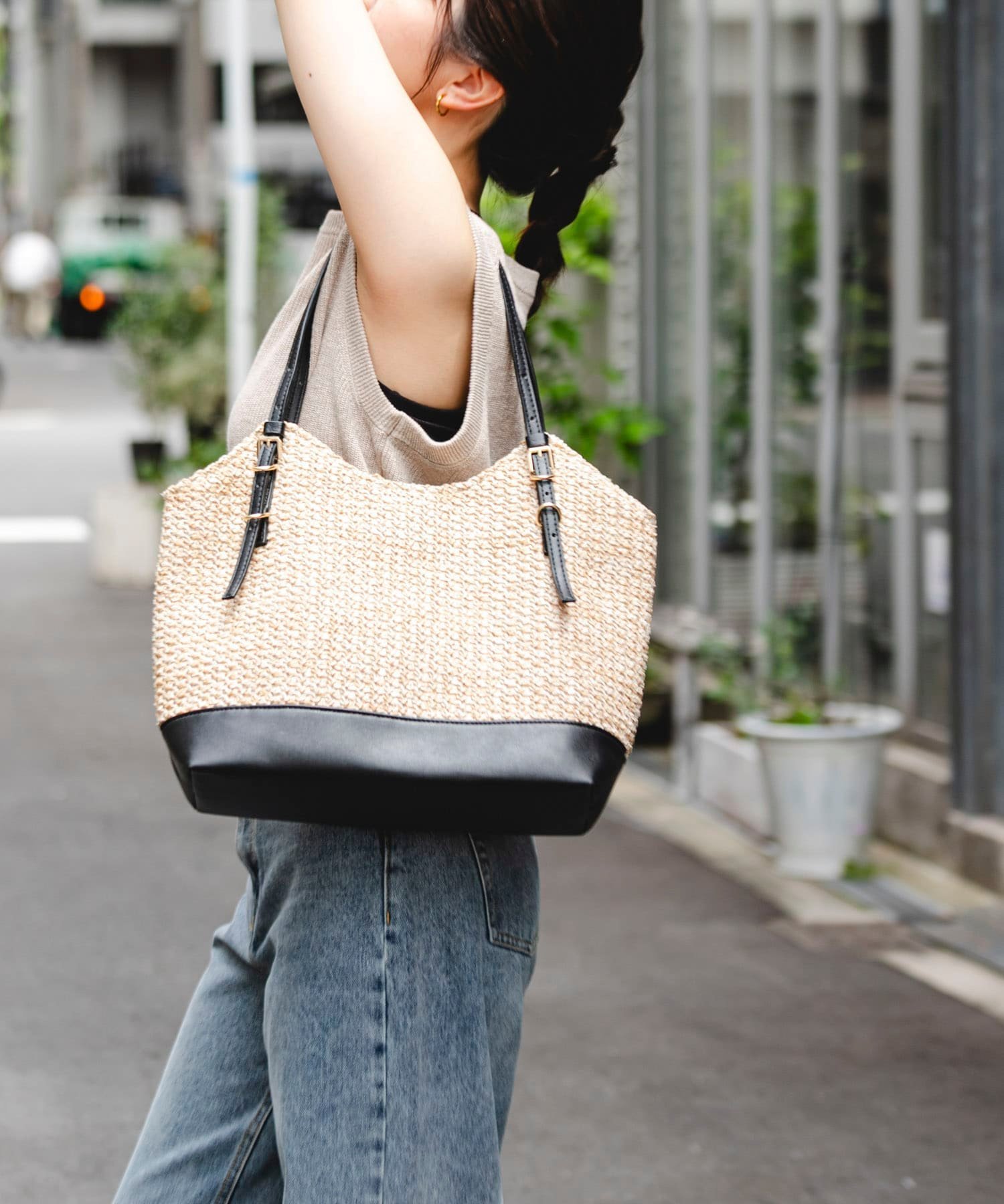 RODE SKO 『雑材』メッシュトートバッグ ロデスコ バッグ トートバッグ ブラック ブラウン