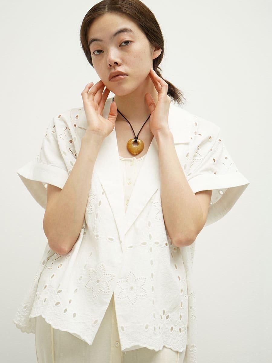 . Cutwork lace cotton jacket ラシュッド ジャケット・アウター その他のジャケット・アウター ブラック ホワイト