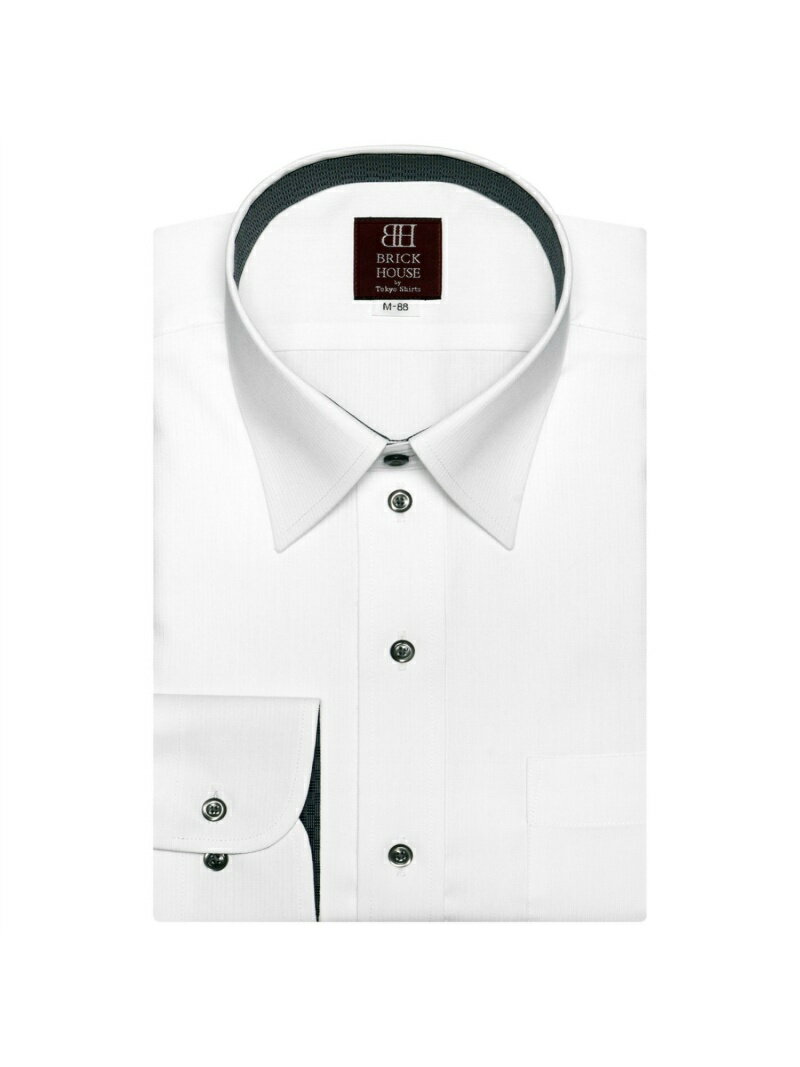 BRICK HOUSE by Tokyo Shirts (M)形態安定ノーアイロン 長袖ワイシャツ レギュラー 袖の長い・大きいサイズ トーキョーシャツ トップス シャツ・ブラウス ホワイト