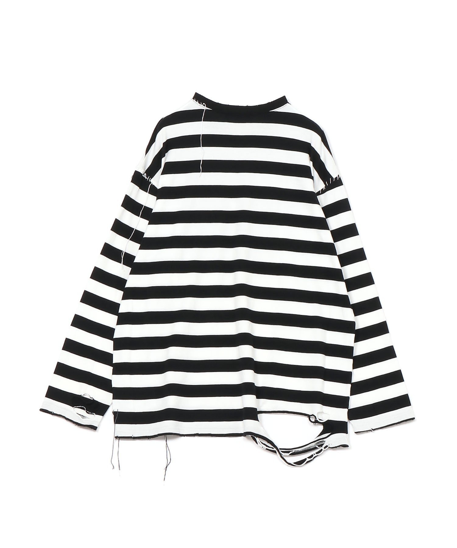 【SALE／30%OFF】DISCOVERED DISCOVERED/(U)LOOPING DAMAGE BORDER CUTSAW ディスカバード トップス カットソー・Tシャツ ブラック グレー【送料無料】