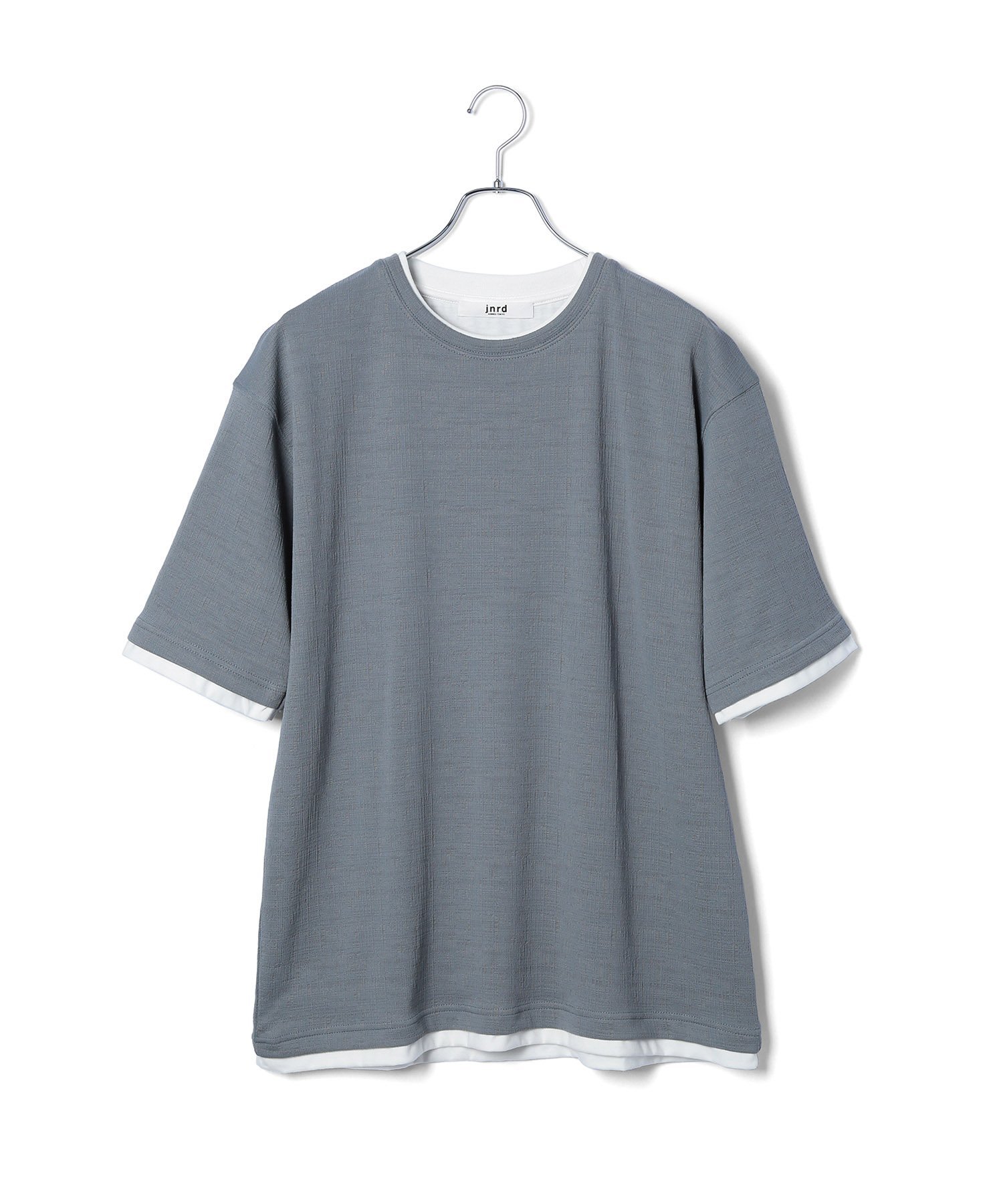 j.n.r.d j.n.r.d / 格子フクレジャガードフェイクレイヤード ジュン スタンダード ピックス トップス カットソー・Tシャツ ベージュ ブルー グレー