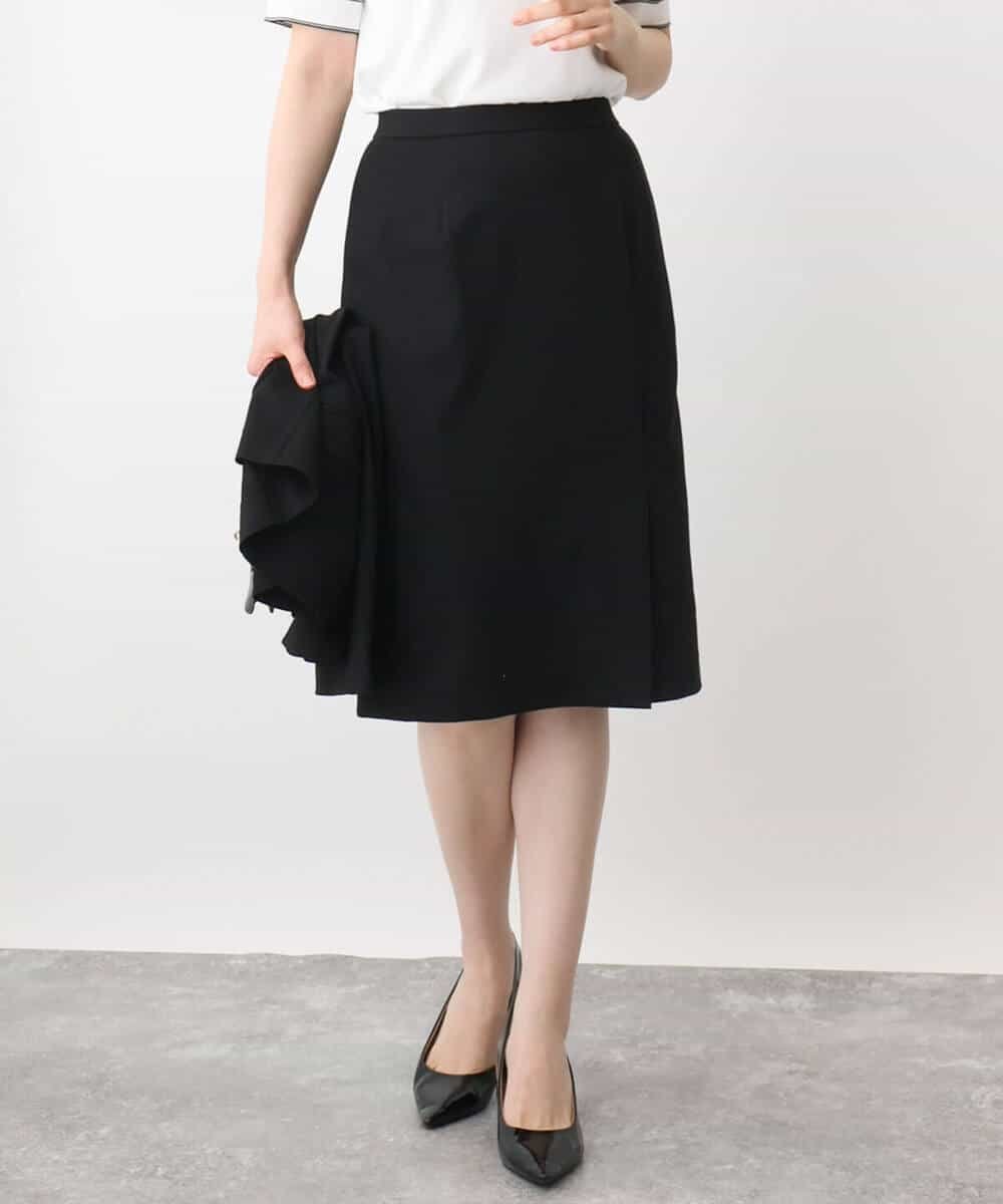 OFUON [セットアップ対応]ストレッチラップ風スカート/洗える オフオン スカート その他のスカート ブラック ベージュ