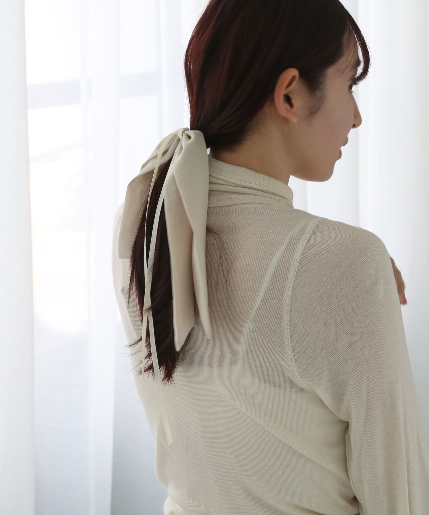 colleca la レイヤードロングリボンヘアゴム コレカラ ヘアアクセサリー ヘアゴム ベージュ ブラック