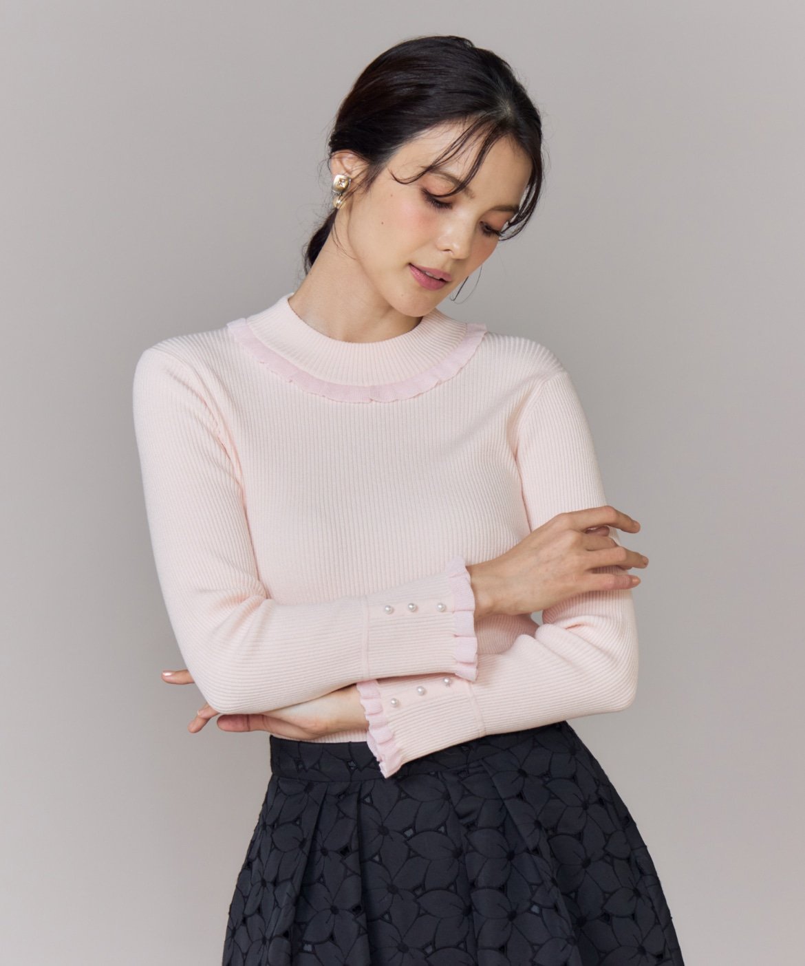 Maglie par ef-de 《大きいサイズ》ハイネックリブプルオーバー マーリエ ル カセット トップス ニット..