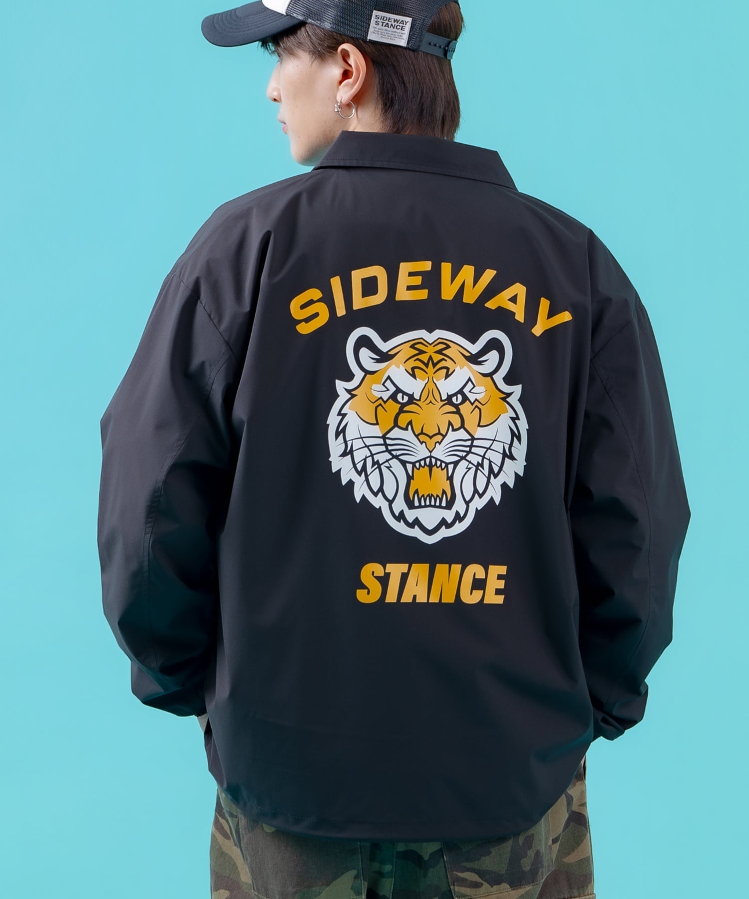 【SALE／10%OFF】SIDEWAY STANCE SIDEWAY STANCE サイドウェイスタンス タイガー コーチジャケット インプローブス ジャケット・アウター ナイロンジャケット ブラック ネイビー【送料無料】