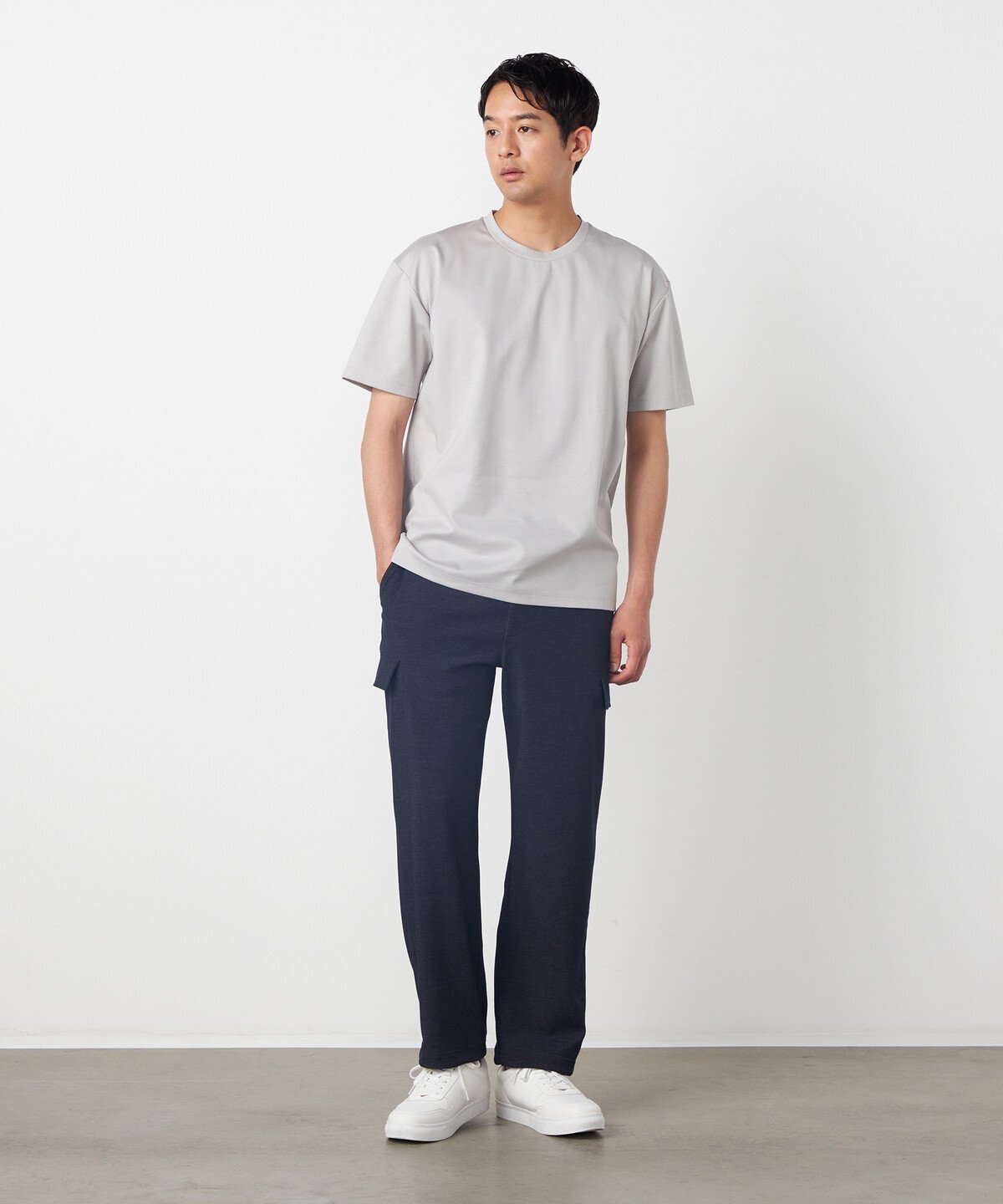 デニムライクストレッチ ジョガーカーゴパンツ コムサイズム パンツ その他のパンツ ネイビー
