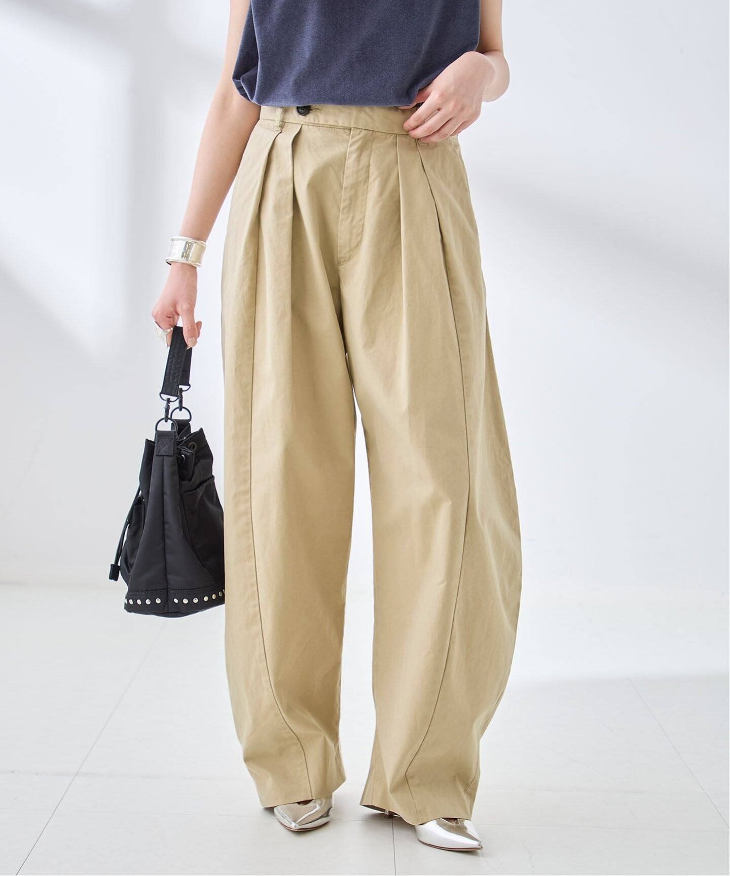 JOURNAL STANDARD L'ESSAGE BALLOONワイドチノパンツ ジャーナルスタンダード レサージュ パンツ チノパンツ ベージュ カーキグリーン