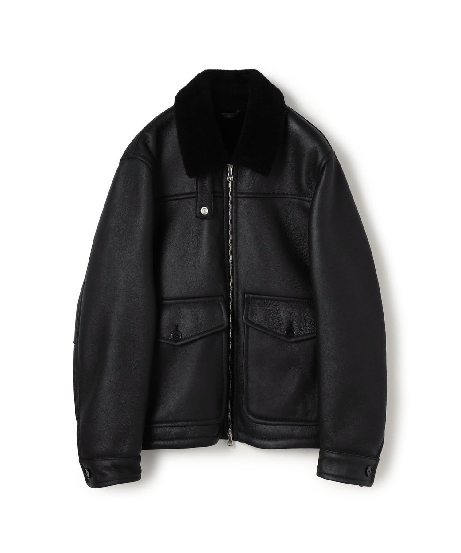【別注】EMMETI LORENZO ムートンブルゾン トゥモローランド ジャケット・アウター ムートンコート ブラウン ブラック