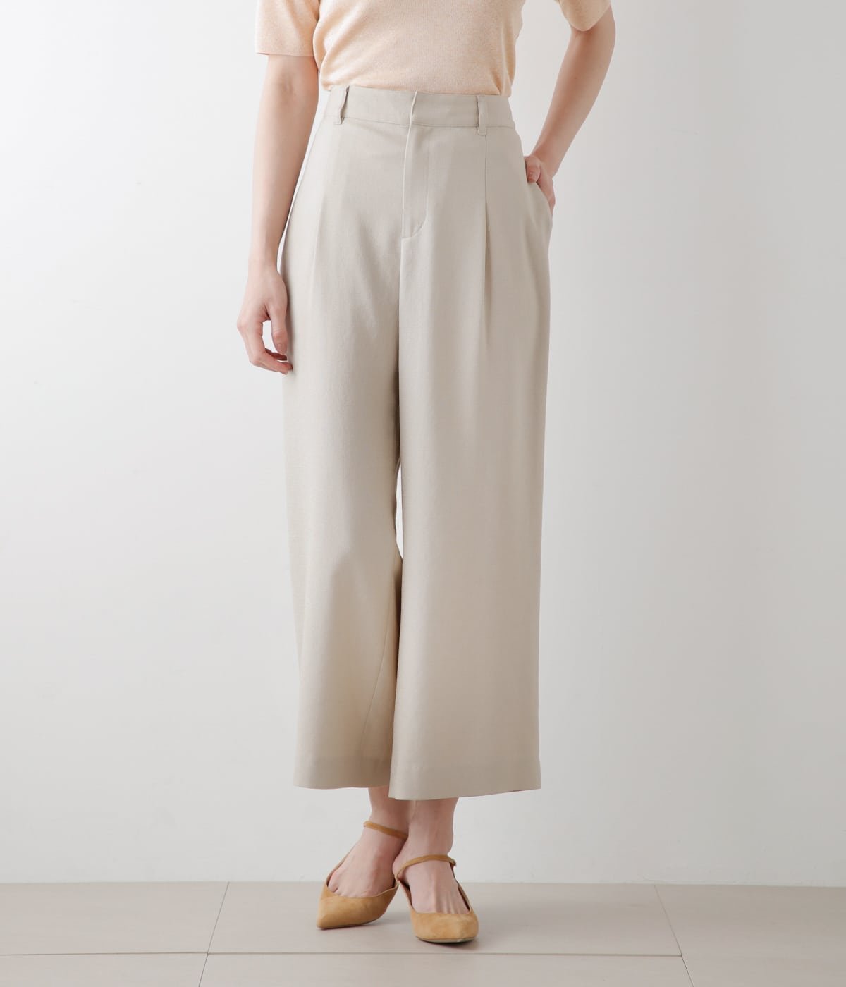 【SALE／40%OFF】NEWYORKER WOMEN リネンライククロス タックガウチョパンツ ニュ...