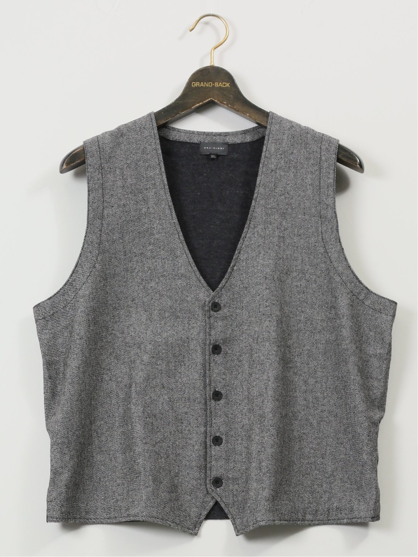 GRAND-BACK 【大きいサイズ】VARIZIONI by gim ツイル*ニット コンビジレ タカキュー トップス ベスト..