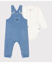 【SALE/30%OFF】PETIT BATEAU ベロア2点セット プチバトー オールインワン・オーバーオール オーバーオール・サロペット ブルー【送料無料】