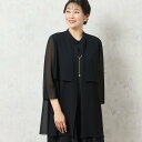 missel 【洗える・セットアップ可能・3L/4Lサイズあり】ジョーゼットロングブラウス ミゼール トップス シャツ・ブラウス ブラック【送料無料】