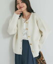 La boutique BonBon 【程よいカジュアル感】ブークレ接結ニットジャケットカーディガン ラブティックボンボン トップス ニット ピンク ホワイト ネイビー【送料無料】