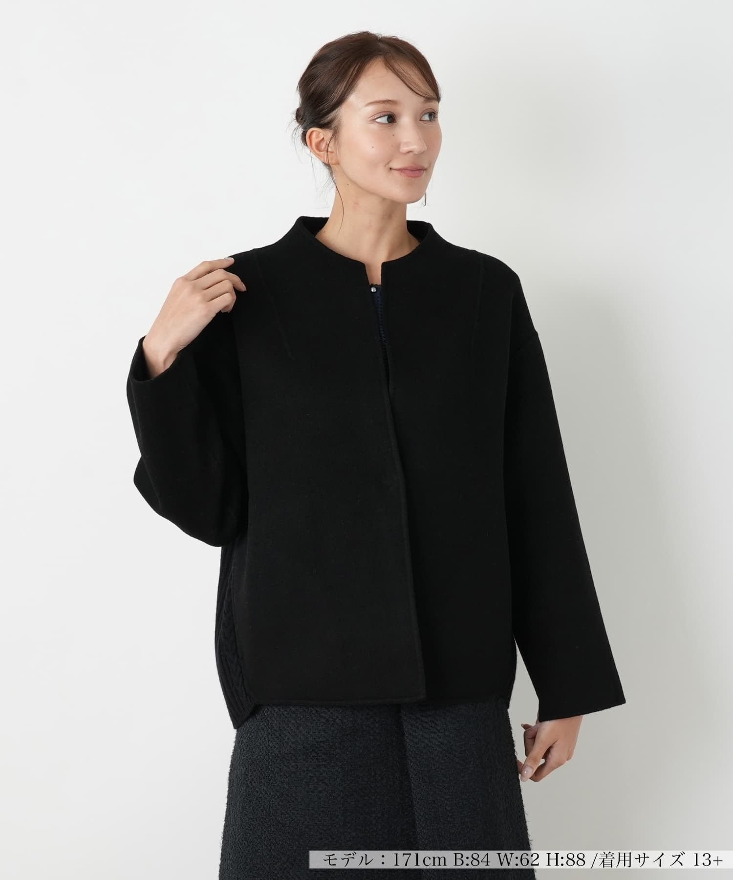 Leilian PLUS HOUSE ジャケット【BOURGE】 レリアン プラスハウス ジャケット・アウター テーラードジャケット・ブレザー ブラック グレー