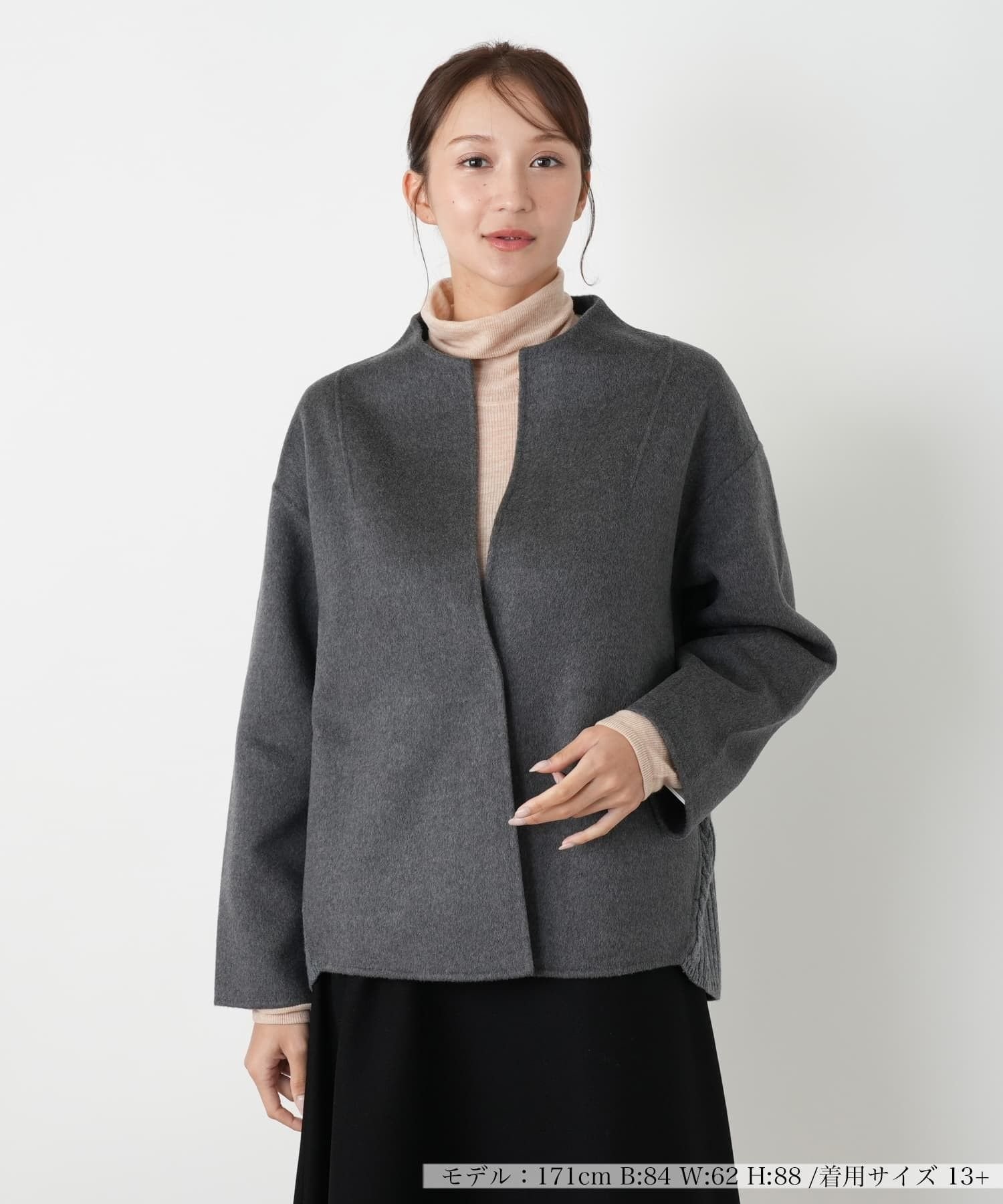 Leilian PLUS HOUSE ジャケット【BOURGE】 レリアン プラスハウス ジャケット・アウター テーラードジャケット・ブレザー ブラック グレー