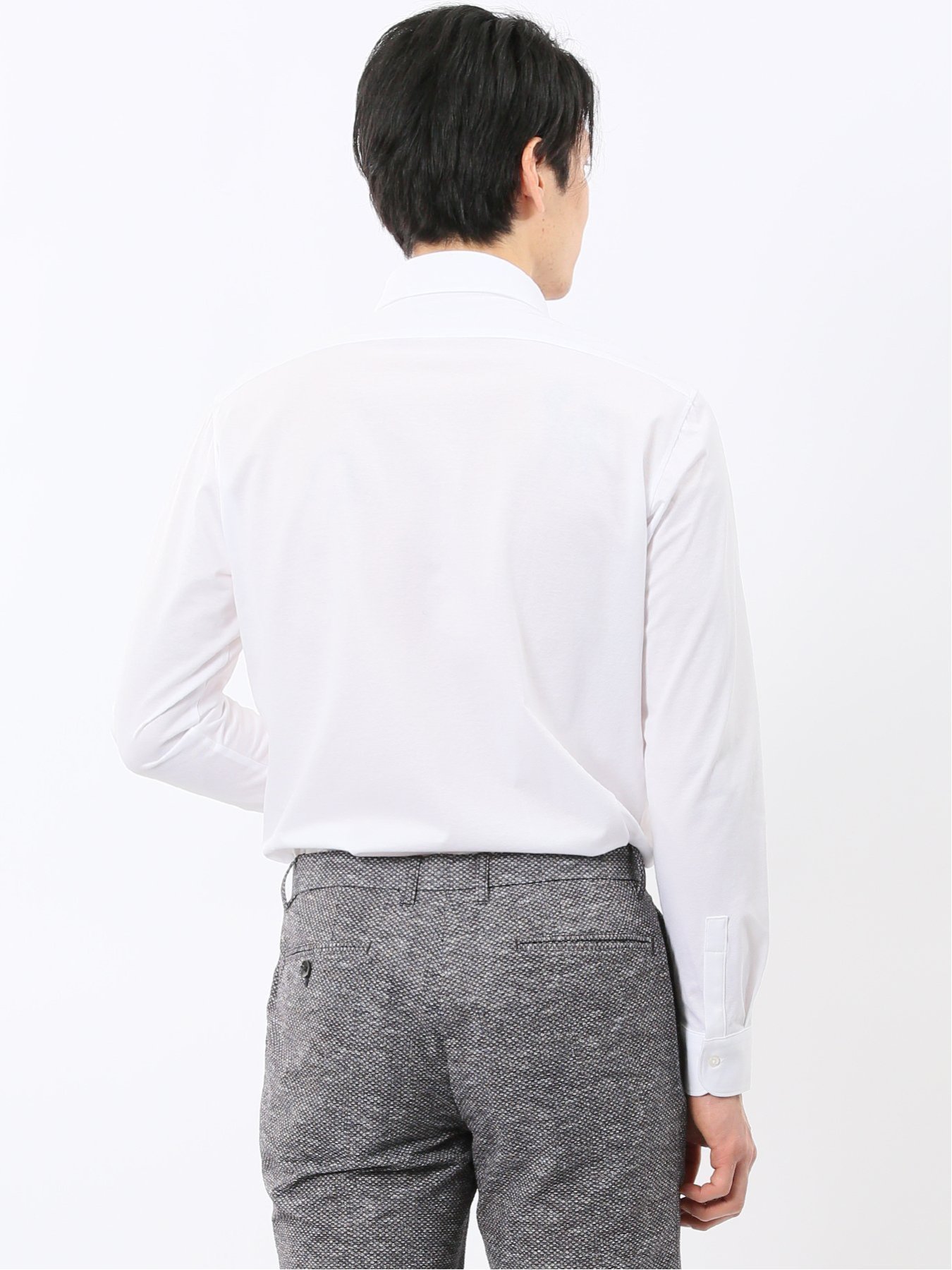 【SALE／20%OFF】m.f.editorial クールマックス ストレッチ NEWスタンダードフィット ショートワイドカラー 長袖 ニットシャツ タカキュー スーツ・フォーマル Yシャツ・カッターシャツ ホワイト【送料無料】