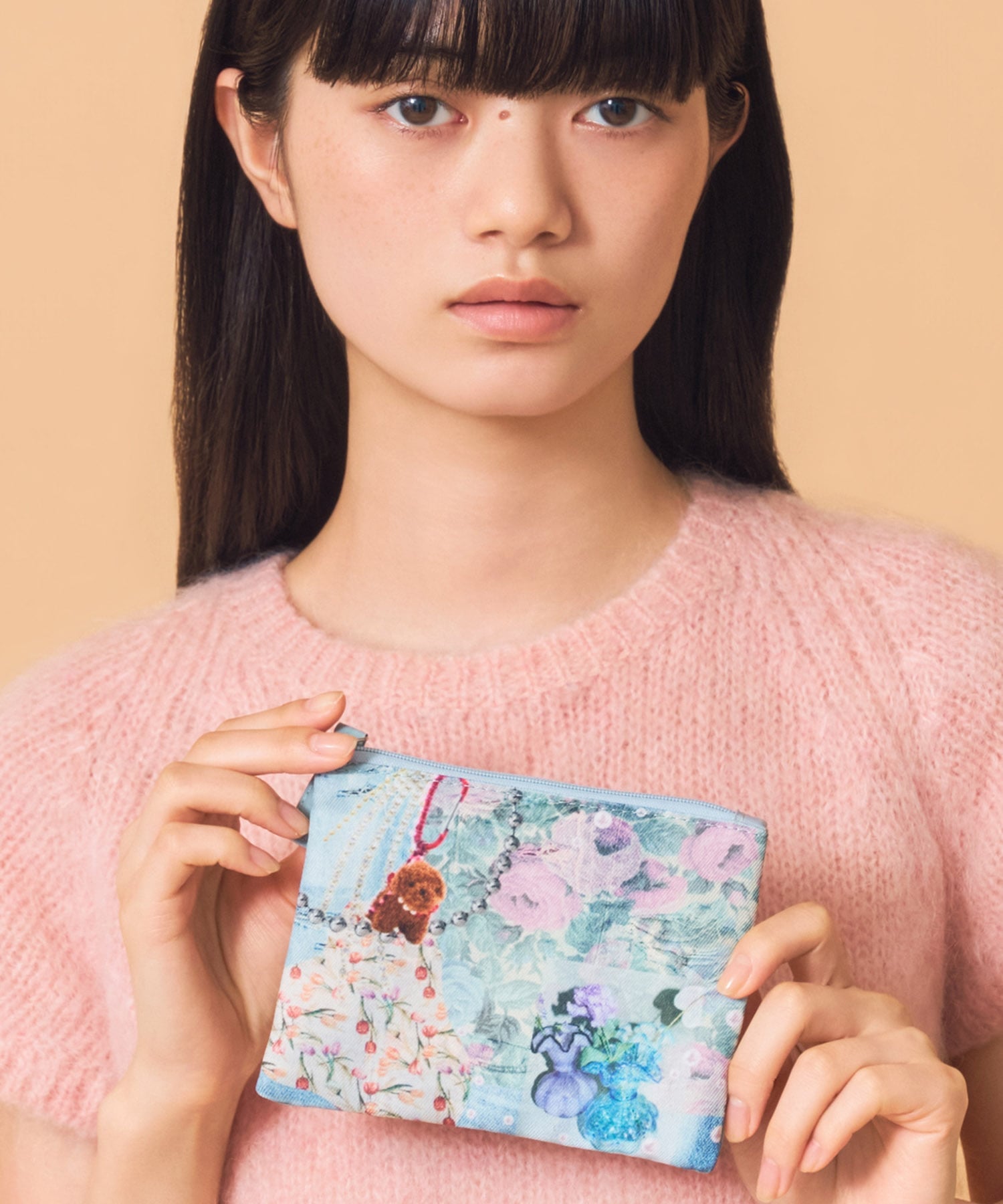 Casselini(キャセリーニ)コラージュプリントポーチ キャセリーニ 財布・ポーチ・ケース ポーチ ピンク ブルー ブラック