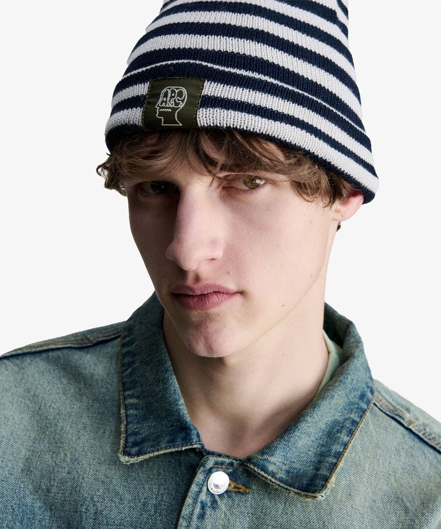 . Brain Dead x A.P.C. Striped Cotton Beanie アー・ぺー・セー 帽子 ニット帽・ビーニー ネイビー
