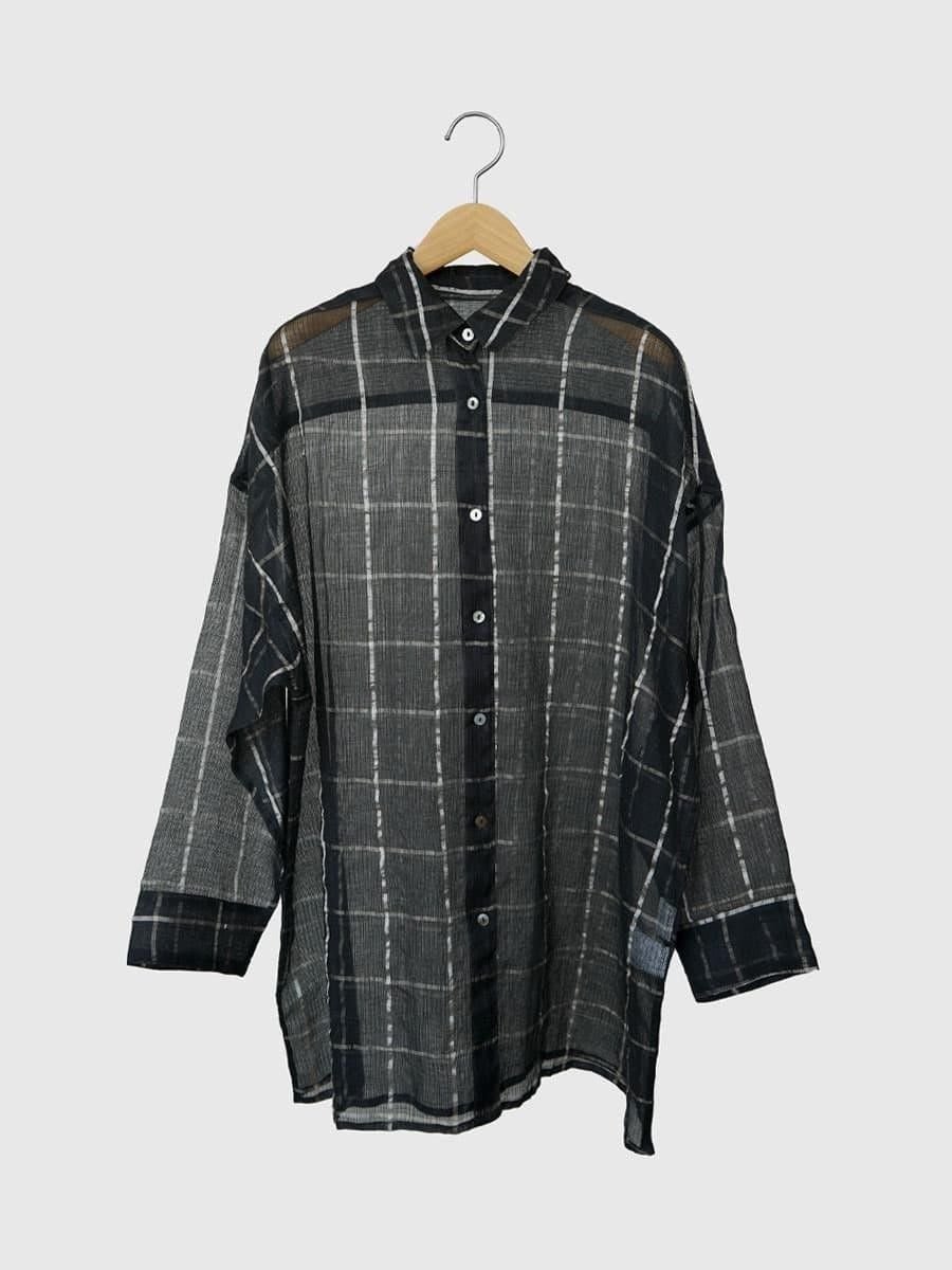 . Sheer checkered shirt ラシュッド トップス シャツ・ブラウス ブラック ホワイト