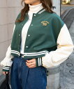 【SALE/20%OFF】WEGO LADY'S ショートスタジャン ウィゴー ジャケット・アウター ブルゾン・ジャンパー ブラック グリーン【送料無料】