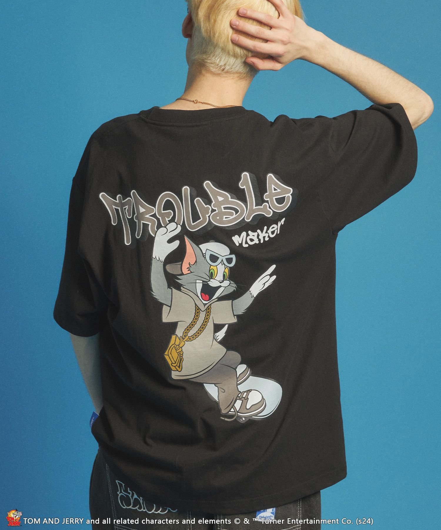 B ONE SOUL 【SEQUENZ(シークエンズ)】TJ 90s SK8 S/S TEE / TOM and JERRY トムジェリ Tシャツ グラフィティ プリント 半袖 ナバル トップス カットソー・Tシャツ ブラック ホワイト イエロー ブルー【送料無料】