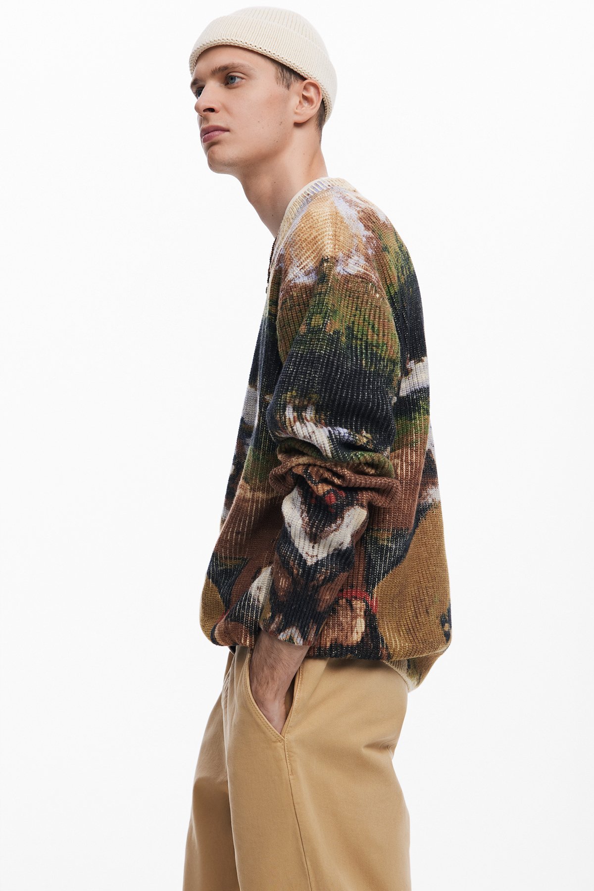 【SALE/30%OFF】Desigual 風景画のジャージー デシグアル トップス ニット ベージュ【送料無料】