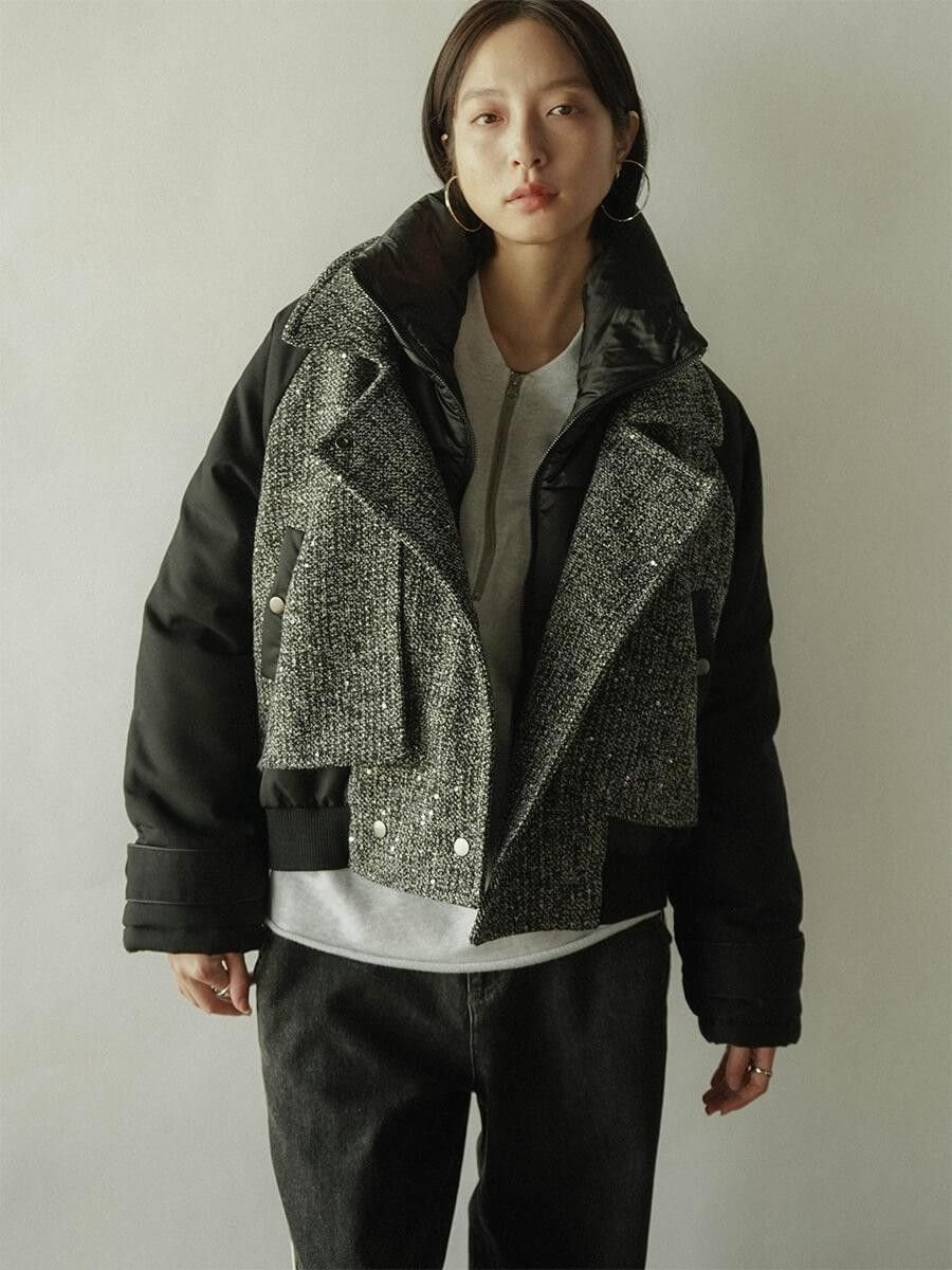 RADIATE ツイードドッキングデザインアウター ラシュッド ジャケット・アウター その他のジャケット・アウター ブラック ネイビー【送料無料】