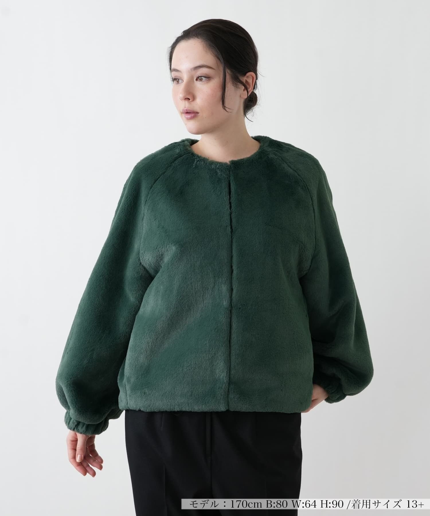 Leilian PLUS HOUSE フェイクファーブルゾン【BOURGE】 レリアン プラスハウス ジャケット・アウター テーラードジャケット・ブレザー ネイビー