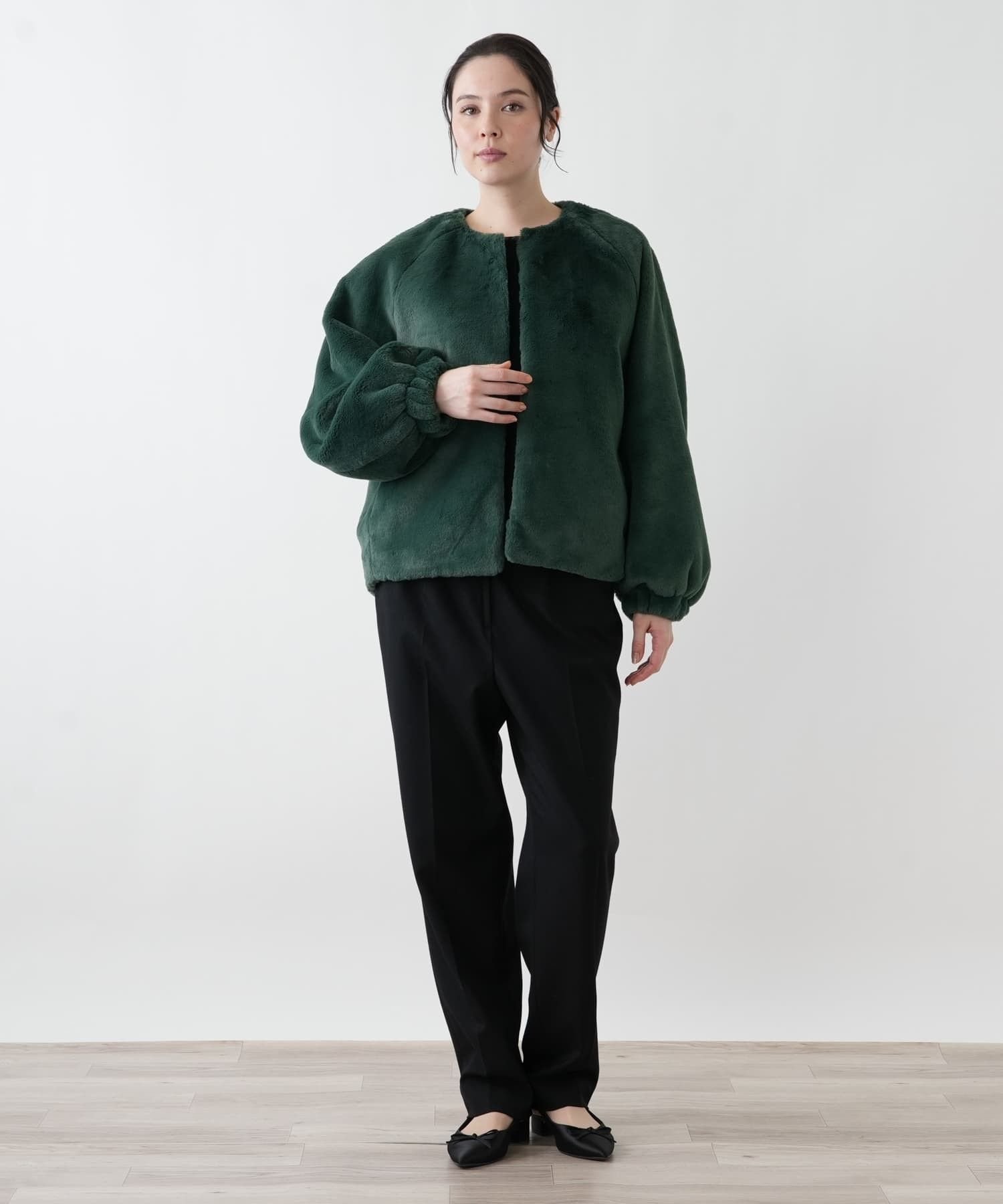 Leilian PLUS HOUSE フェイクファーブルゾン【BOURGE】 レリアン プラスハウス ジャケット・アウター テーラードジャケット・ブレザー ネイビー