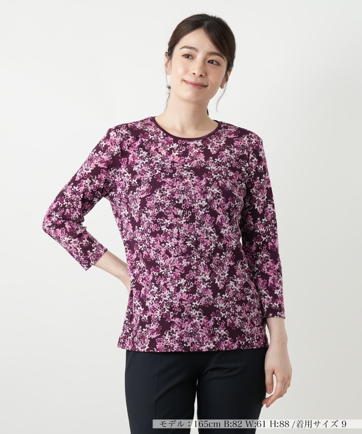 Leilian プリントカットソー レリアン トップス カットソー・Tシャツ イエロー ブルー ピンク