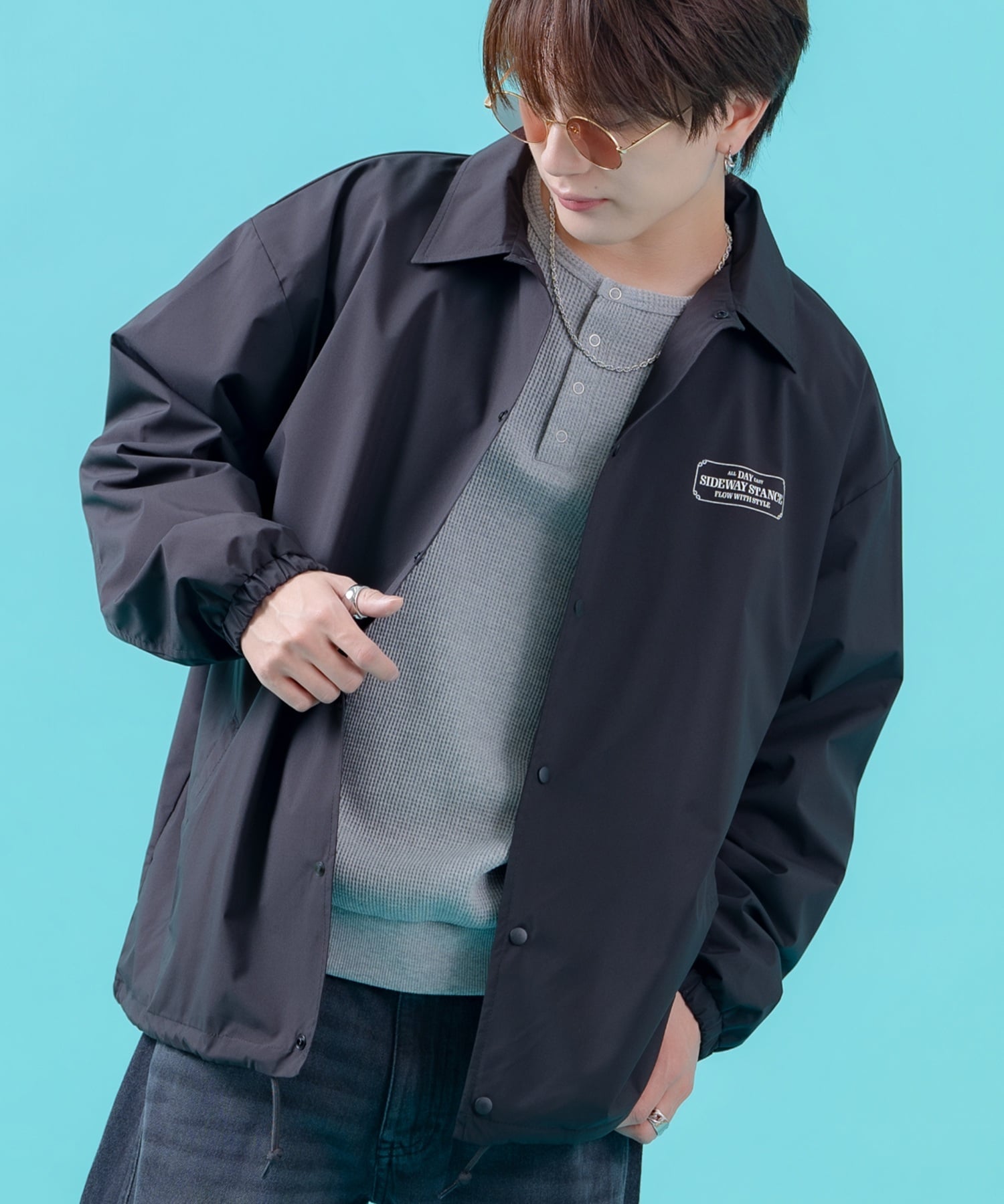 【SALE／10%OFF】SIDEWAY STANCE SIDEWAY STANCE サイドウェイスタンス ラベル コーチジャケット インプローブス ジャケット・アウター ナイロンジャケット ブラック ネイビー【送料無料】