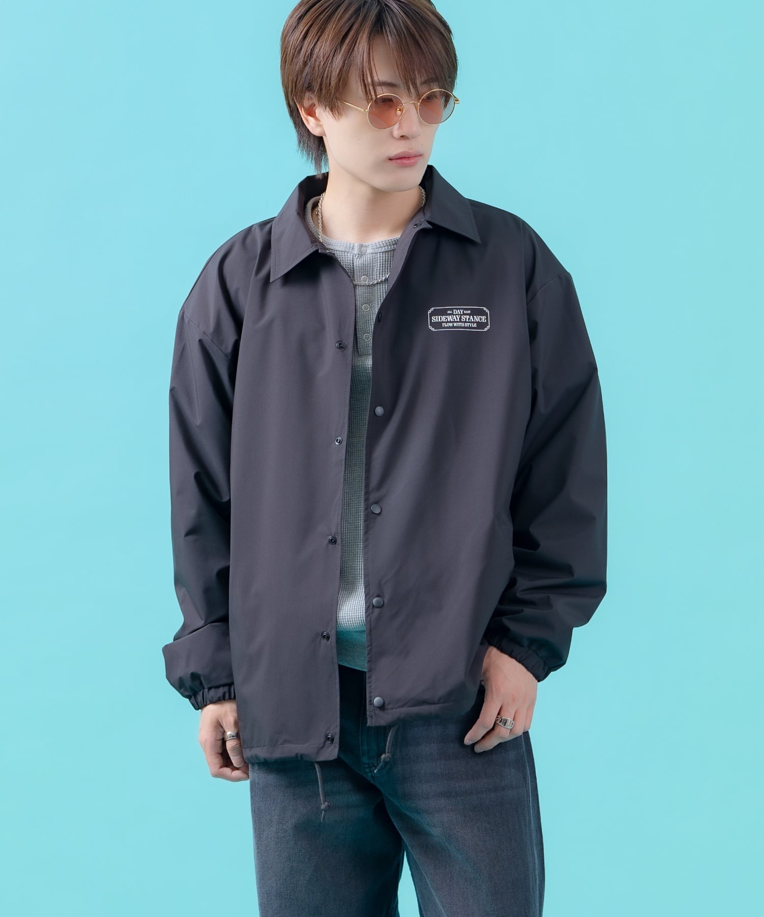 【SALE／10%OFF】SIDEWAY STANCE SIDEWAY STANCE サイドウェイスタンス ラベル コーチジャケット インプローブス ジャケット・アウター ナイロンジャケット ブラック ネイビー【送料無料】