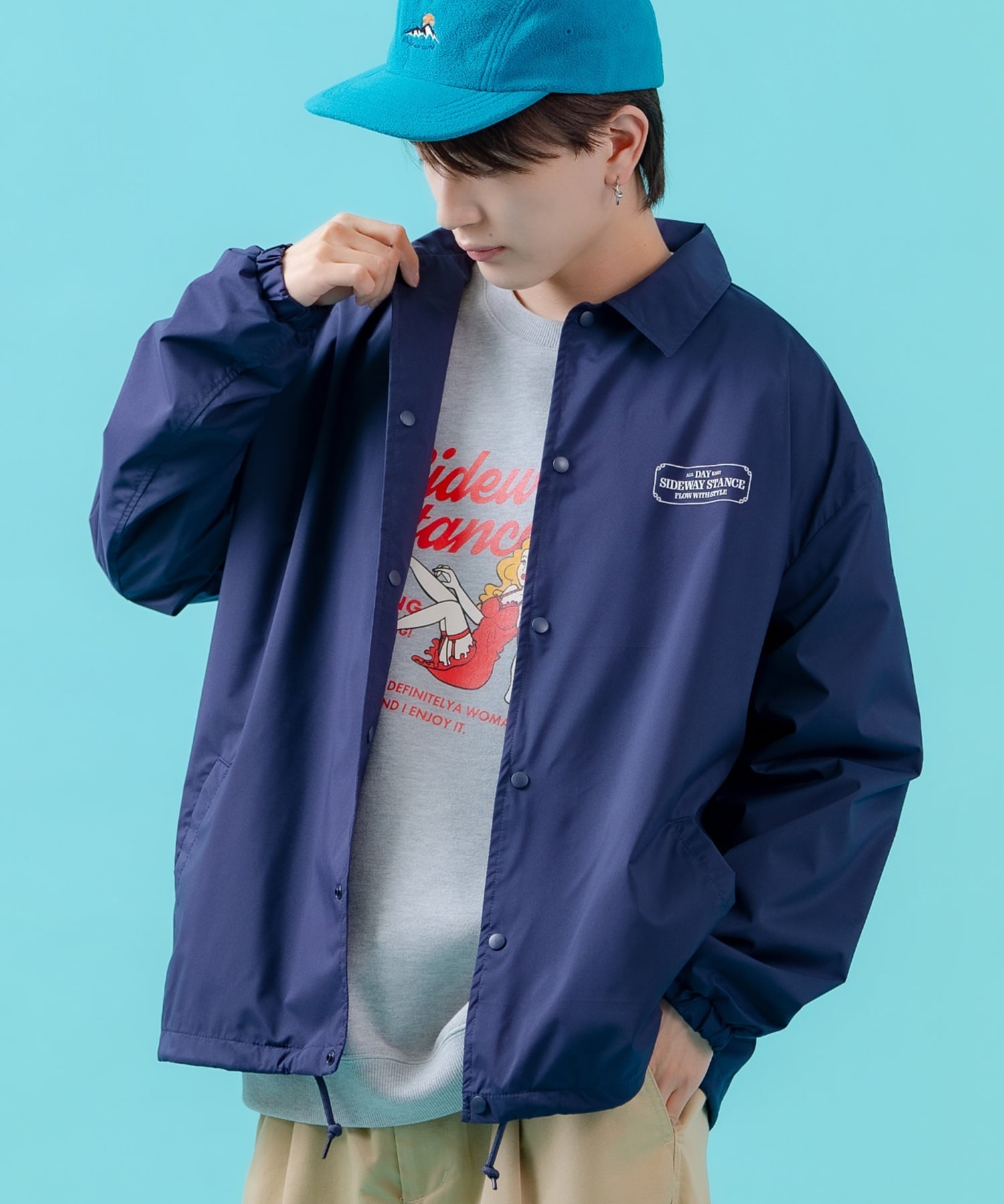 【SALE／10%OFF】SIDEWAY STANCE SIDEWAY STANCE サイドウェイスタンス ラベル コーチジャケット インプローブス ジャケット・アウター ナイロンジャケット ブラック ネイビー【送料無料】