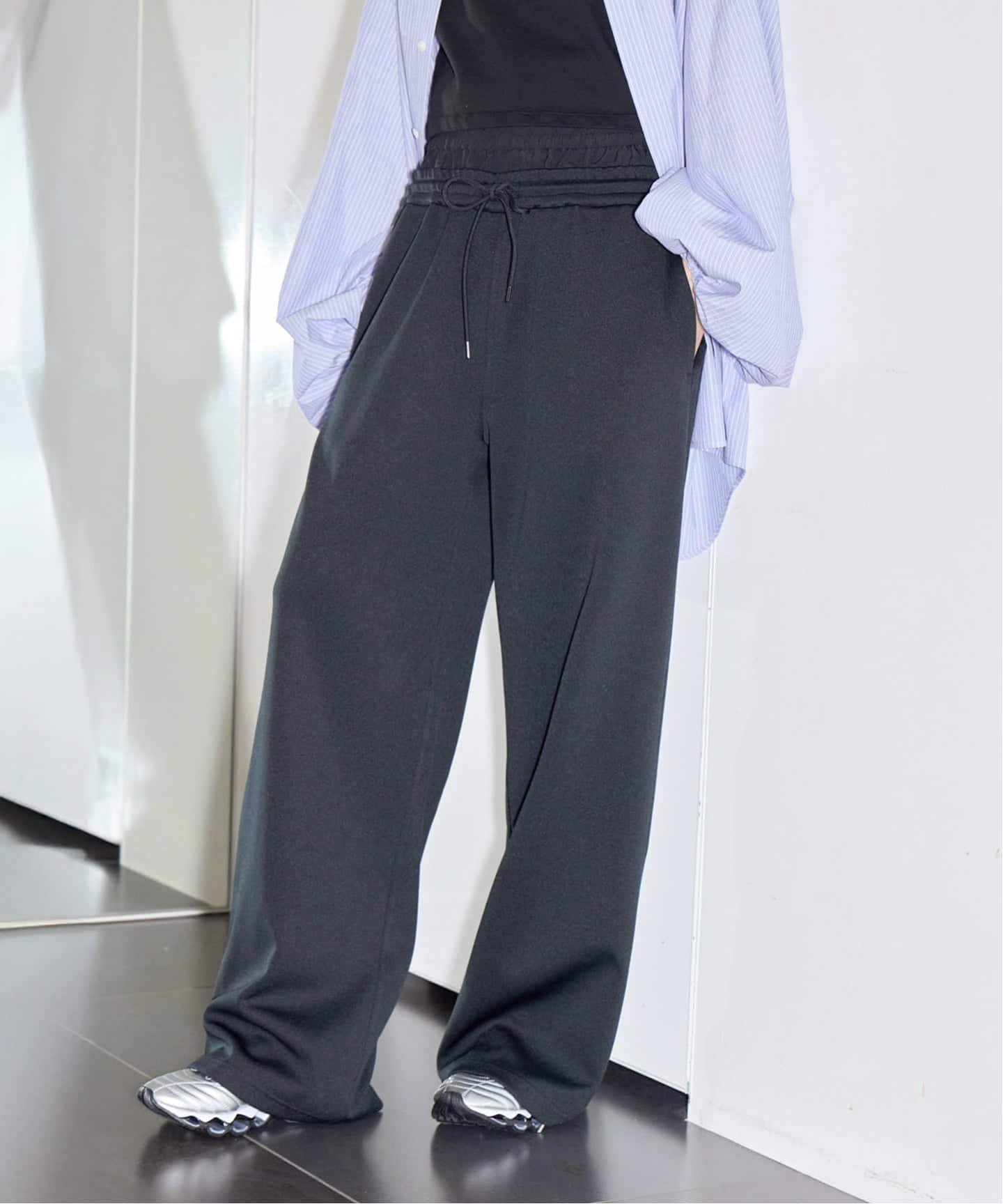 CITYSHOP 《予約》DOUBLE WAIST JERSEY パンツ シティーショップ パンツ その他のパンツ ブラック【送料無料】