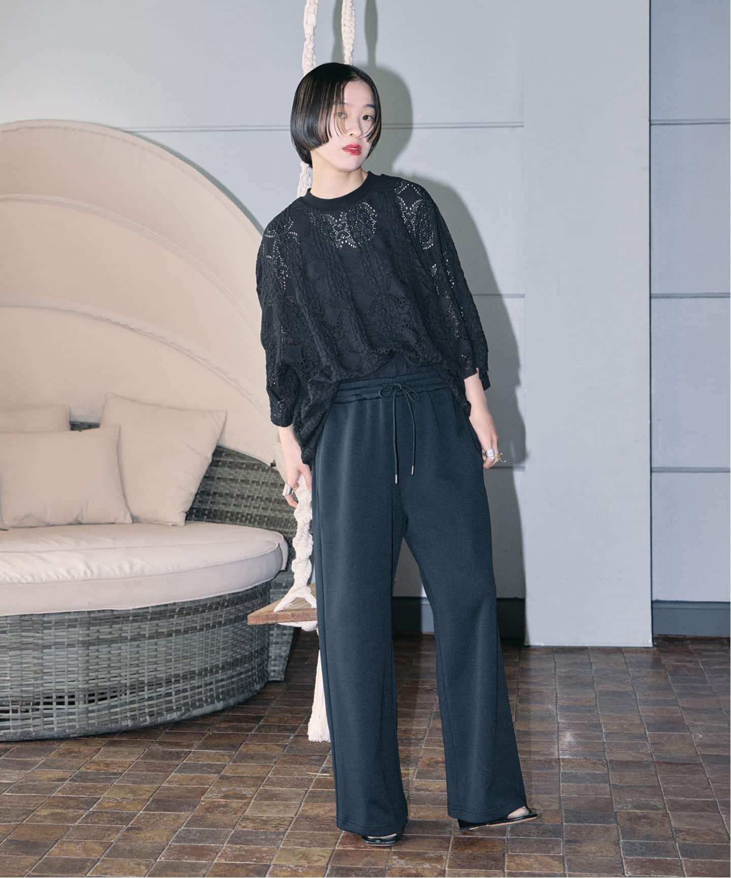 CITYSHOP 《予約》DOUBLE WAIST JERSEY パンツ シティーショップ パンツ その他のパンツ ブラック【送料無料】