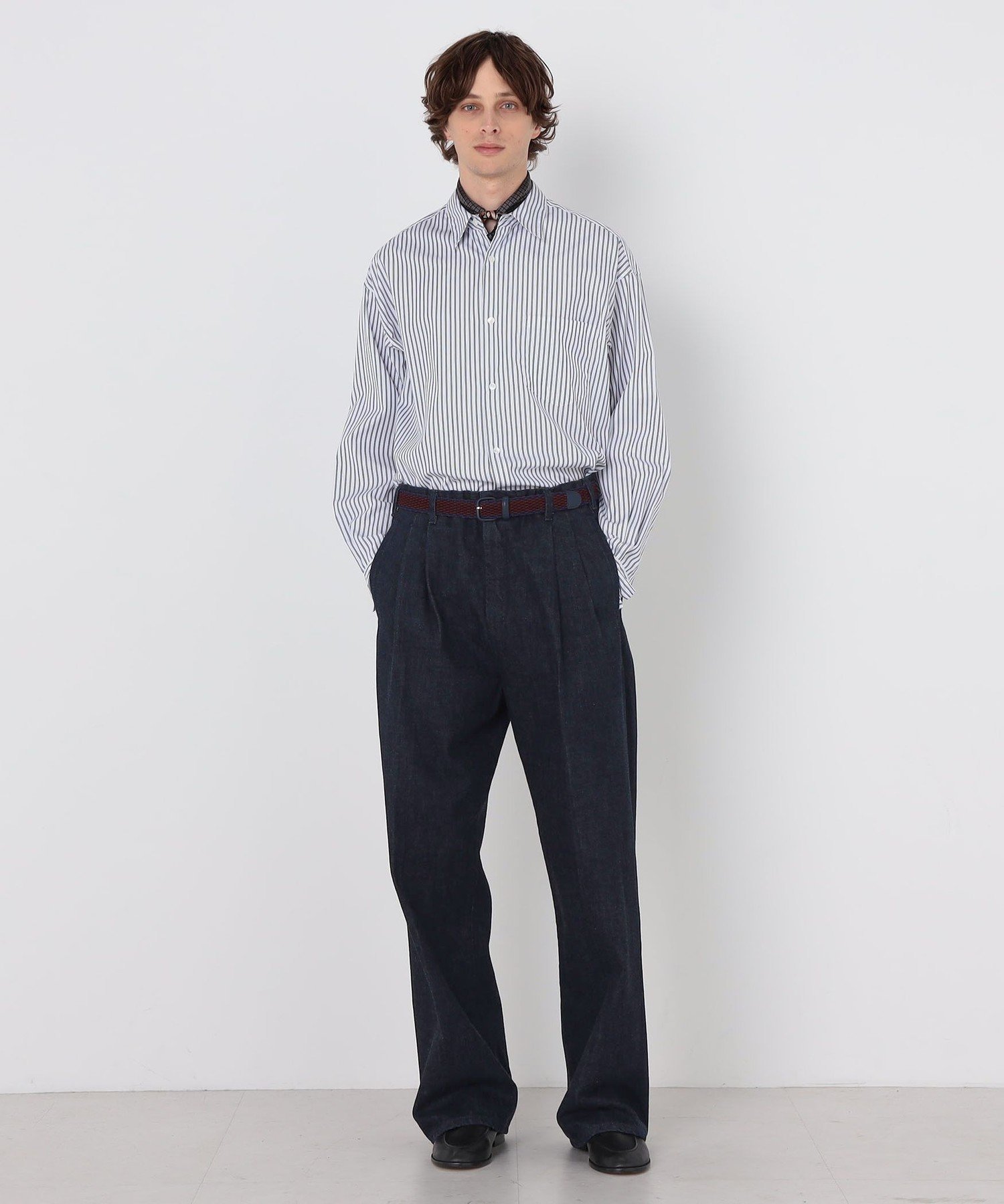 【別注】EDWIN レインボーセルビッチデニム 2タックワイドトラウザーズ トゥモローランド パンツ ジーンズ・デニムパンツ ネイビー