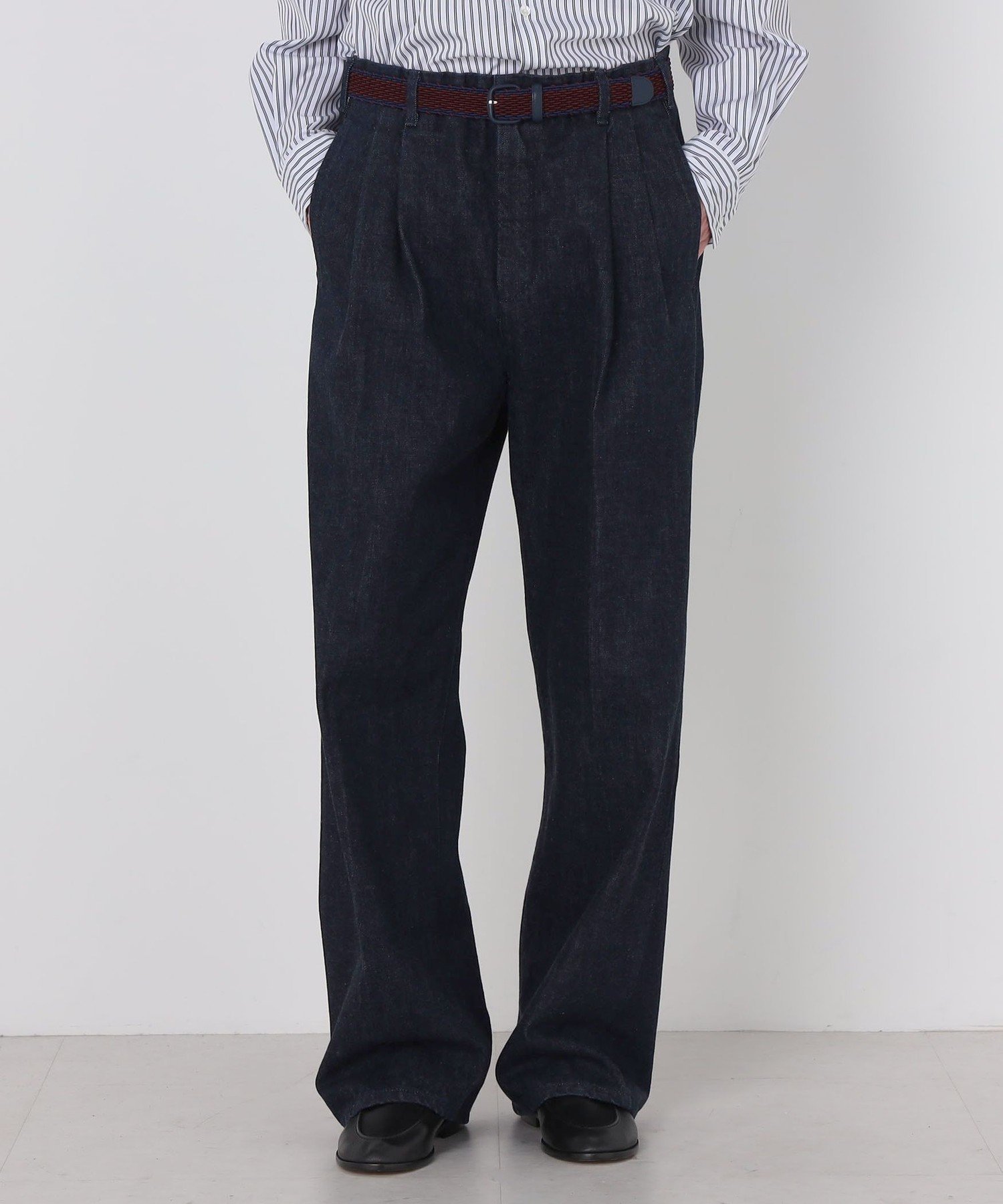 【別注】EDWIN レインボーセルビッチデニム 2タックワイドトラウザーズ トゥモローランド パンツ ジーンズ・デニムパンツ ネイビー