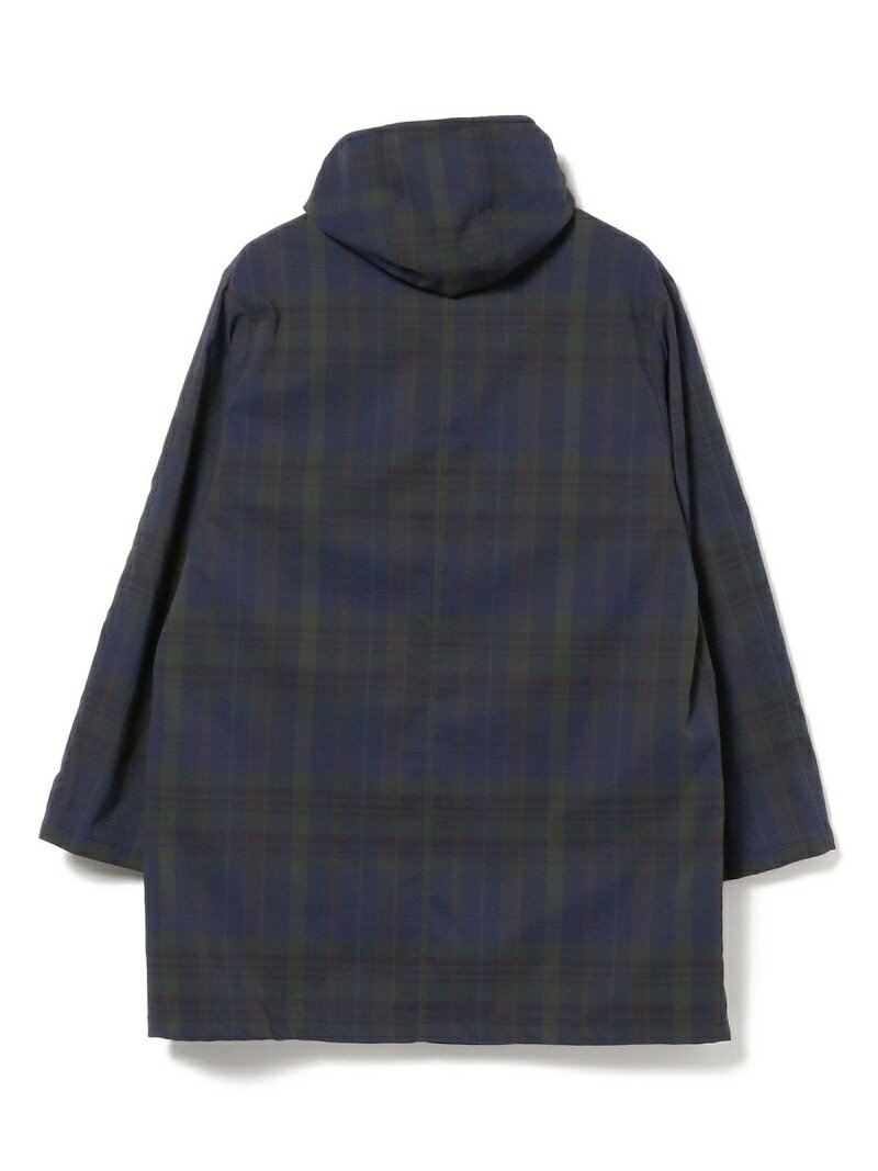 Dark Madras Hooded Coat 11-19-1346-887: Navy