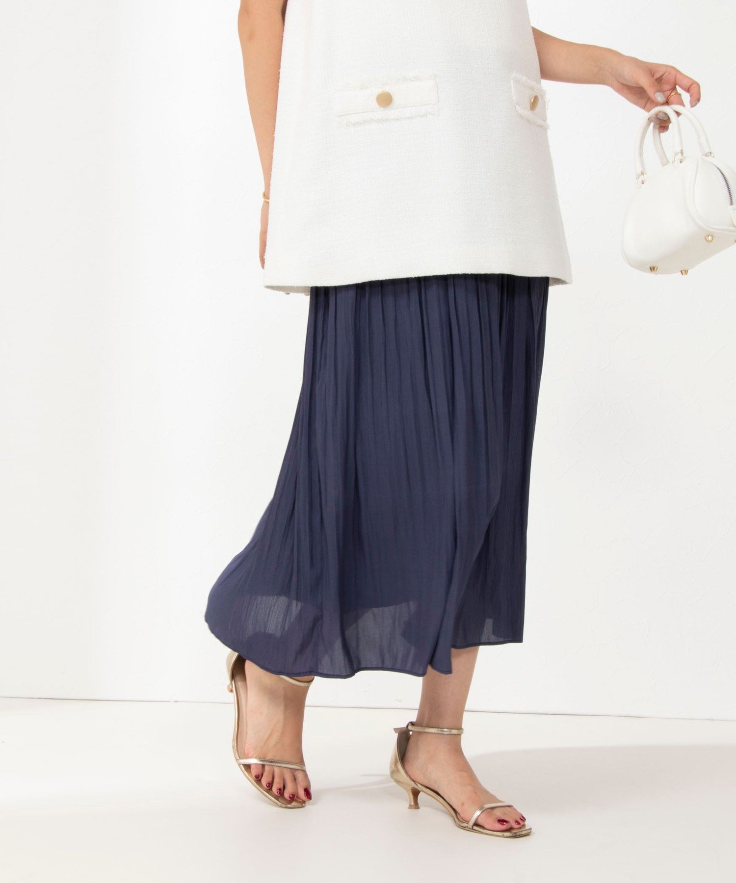 【SALE／25%OFF】NOLLEY'S ラメゴム割繊プリーツスカート ノーリーズ スカート その他のスカート ブラック ホワイト グレー【送料無料】のサムネイル