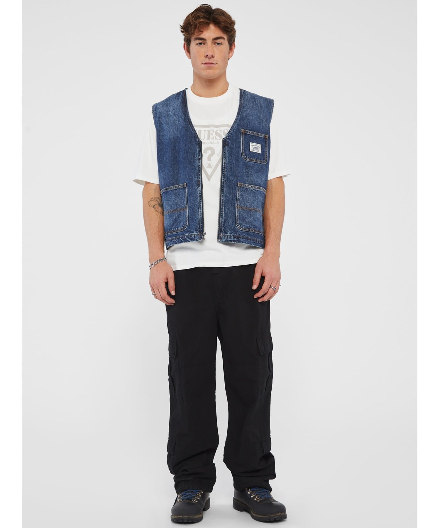 【SALE／70%OFF】GUESS Originals GUESS ジャケット/アウター (M)GUESS Originals Denim Vest ゲス トップス ベスト・ジレ ブルー【送料無料】
