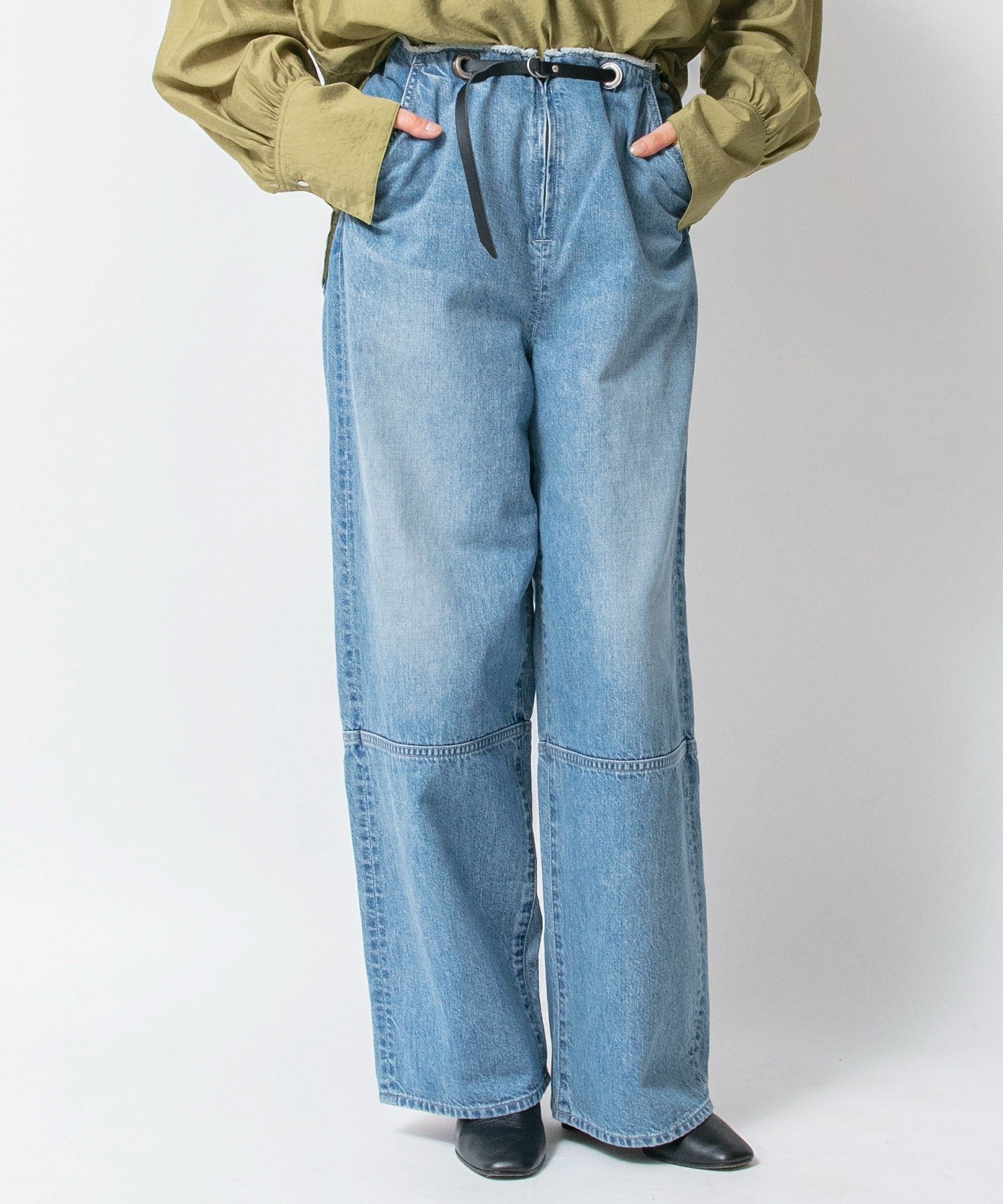 Johnbull Private labo 10オンスデニムベルテッドパンツ ジョンブルプライベートラボ パンツ ジーンズ・デニムパンツ ブルー