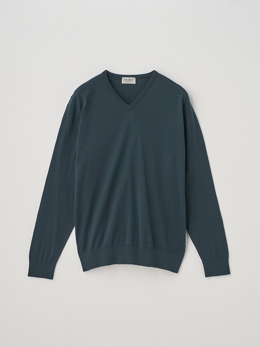 JOHN SMEDLEY Vネック長袖コットンニットプルオーバー ｜ OSMOND ｜ 30G MODERN FIT ジョンスメドレー トップス ニット【送料無料】