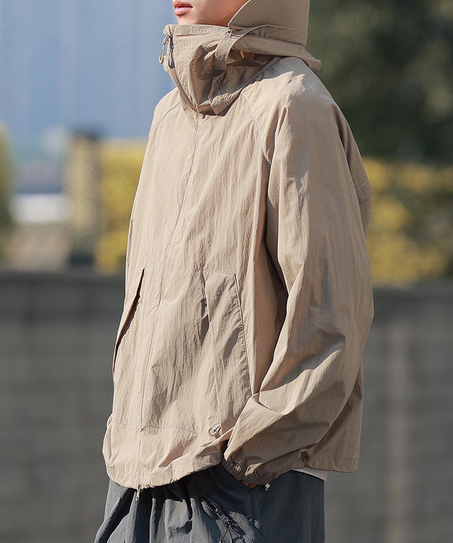 【SALE/30%OFF】aimoha MENS aimoha MEN/アウトドアジップアップフードジャケット アイモハ ジャケット・アウター その他のジャケット・アウター パープル ベージュ ホワイト